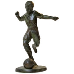 Art Deco Bronze Sculpture of Soccer Player, 1930s, Scandinavia