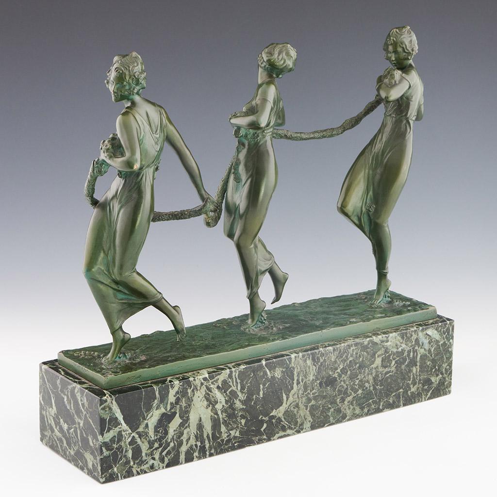 Art Deco Bronze Sculpture of the Three Graces by Bruno Zach In Good Condition In Forest Row, East Sussex