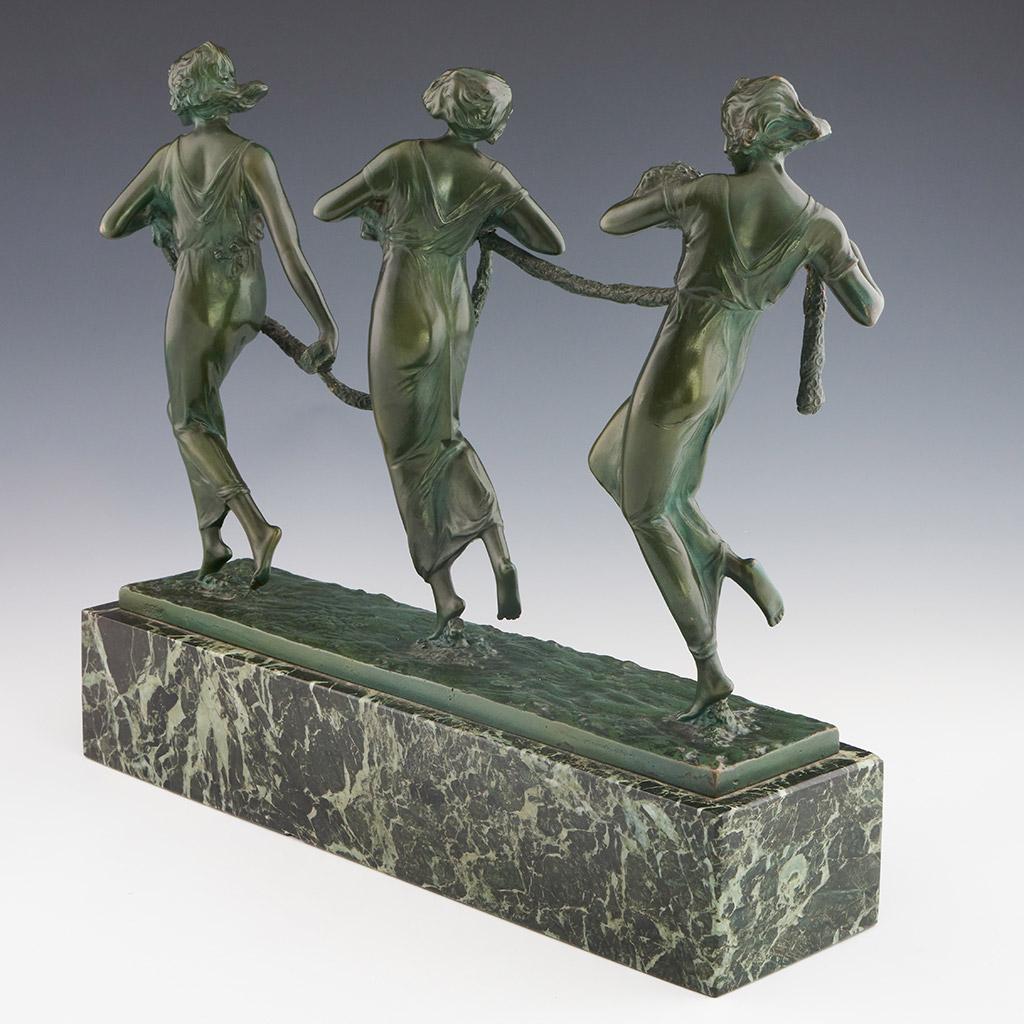 Art Deco Bronze Sculpture of the Three Graces by Bruno Zach 1
