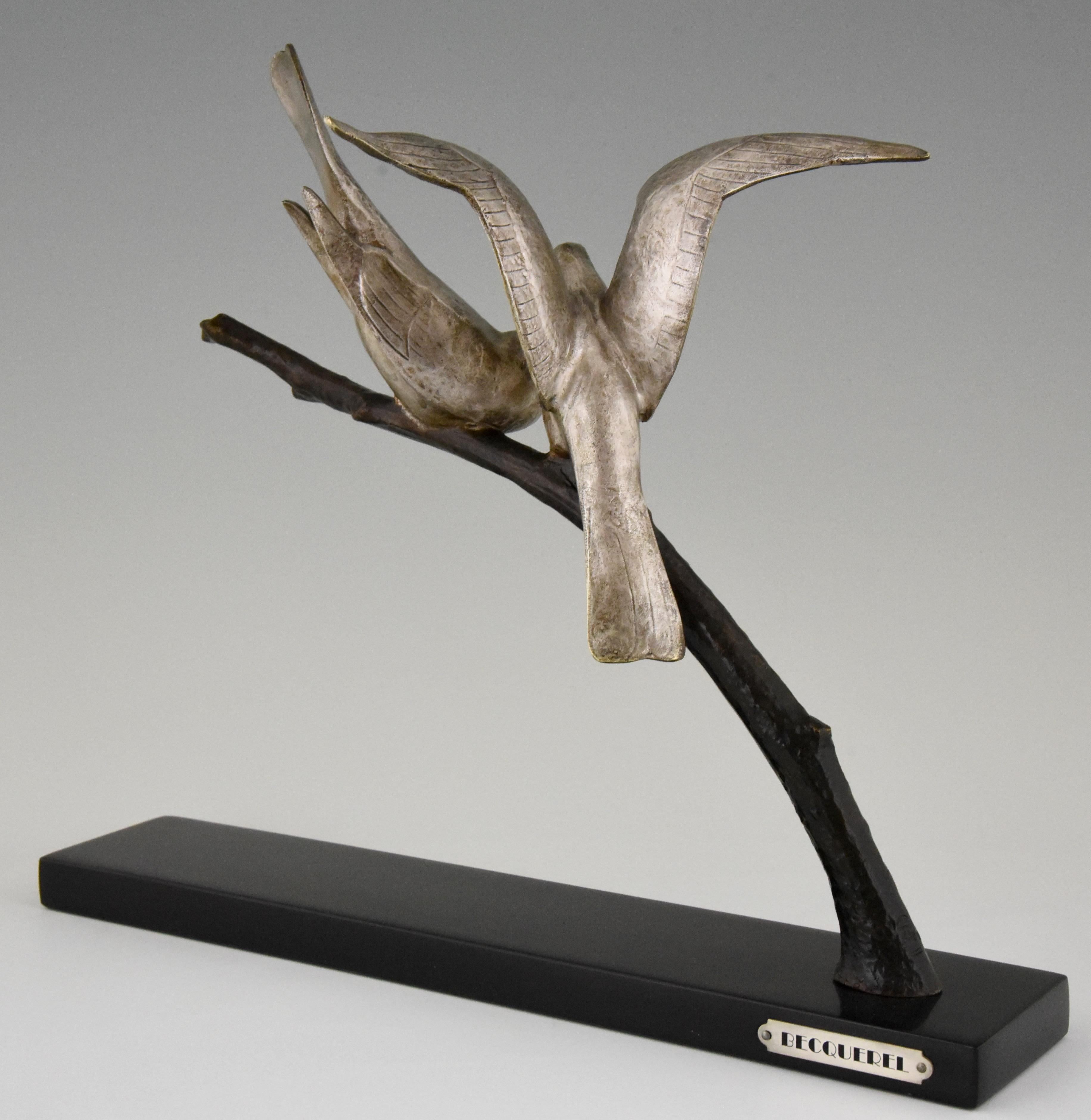 20th Century Art Deco Bronze Sculpture of Two Birds Andre Vincent Becquerel, 1925, France