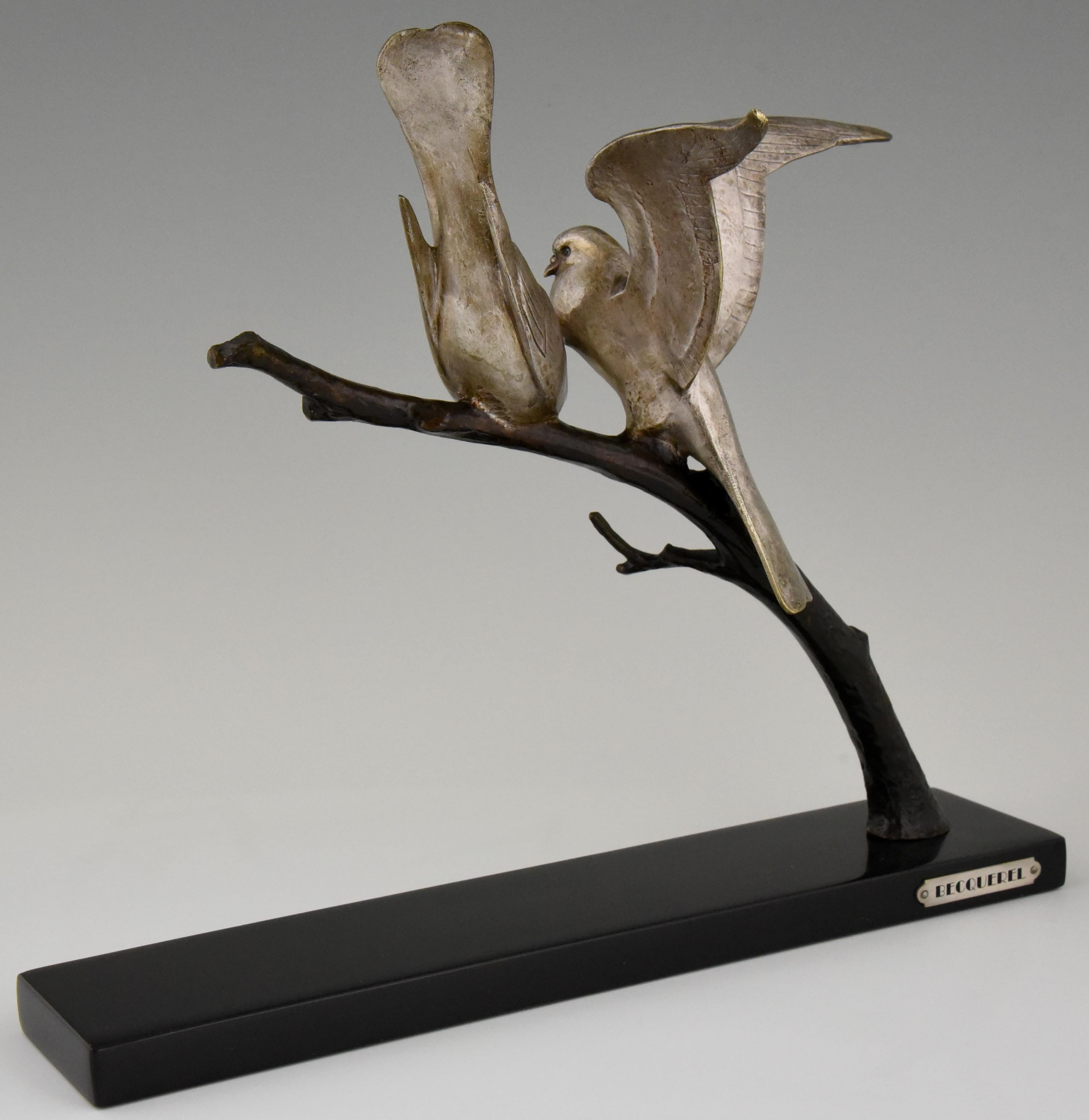 Art Deco Bronze Sculpture of Two Birds Andre Vincent Becquerel, 1925, France 2