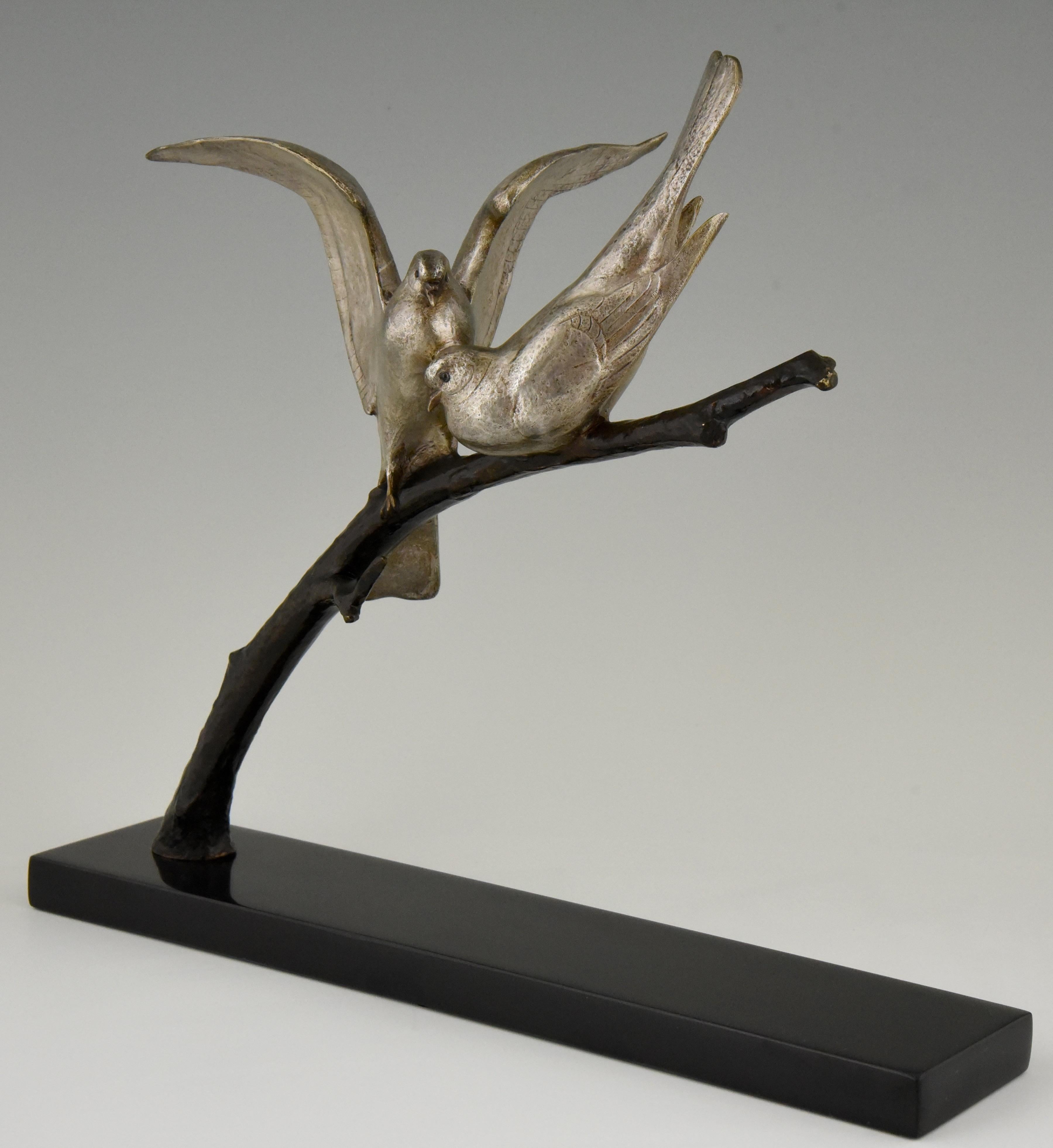 Art Deco Bronze Sculpture of Two Birds Andre Vincent Becquerel, 1925, France 4