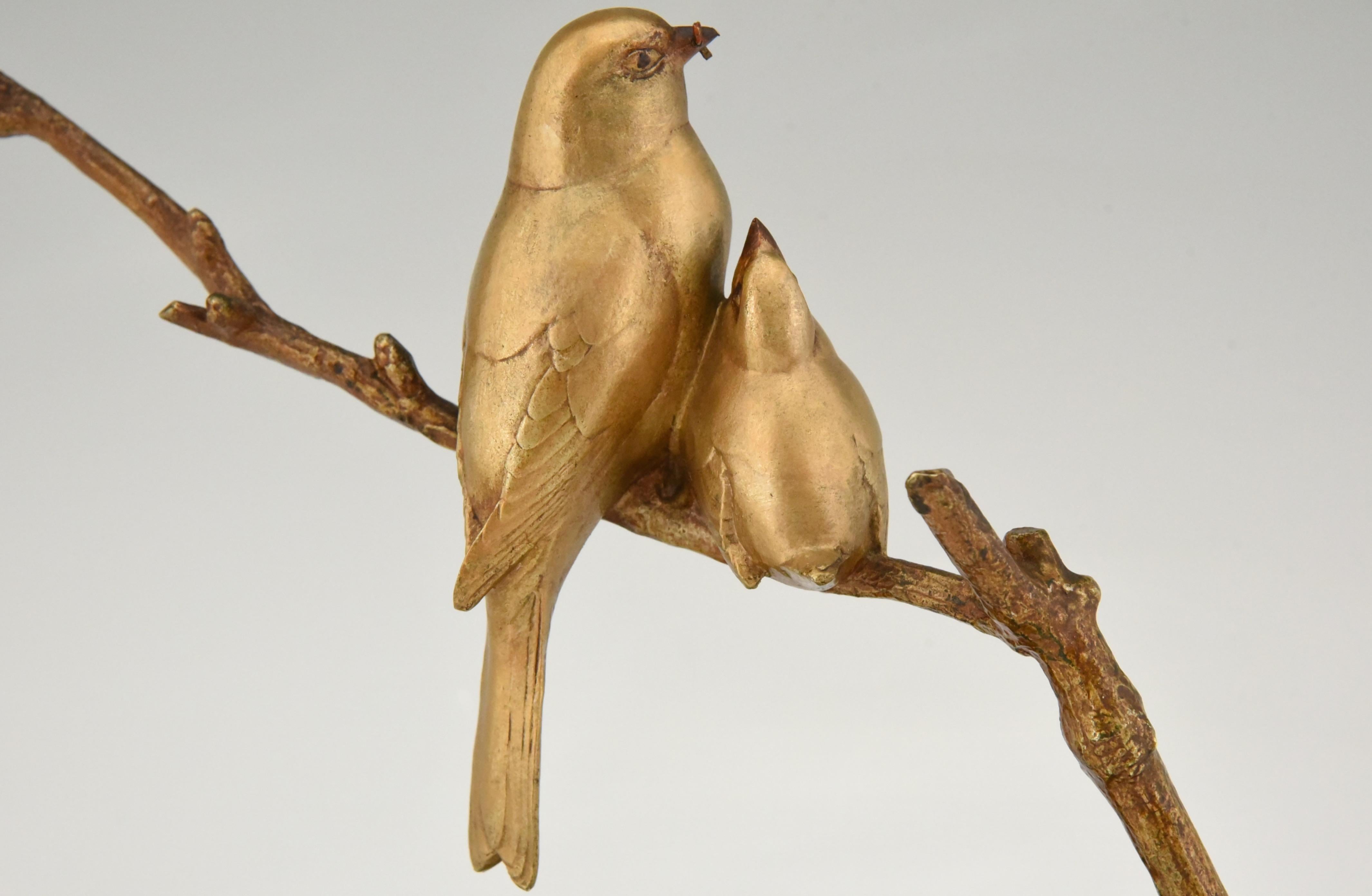Art Deco Bronze Sculpture of Two Birds on a Branch Andre Vincent Becquerel, 1930 4