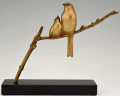 Art Deco Bronze Sculpture of Two Birds on a Branch Andre Vincent Becquerel, 1930
