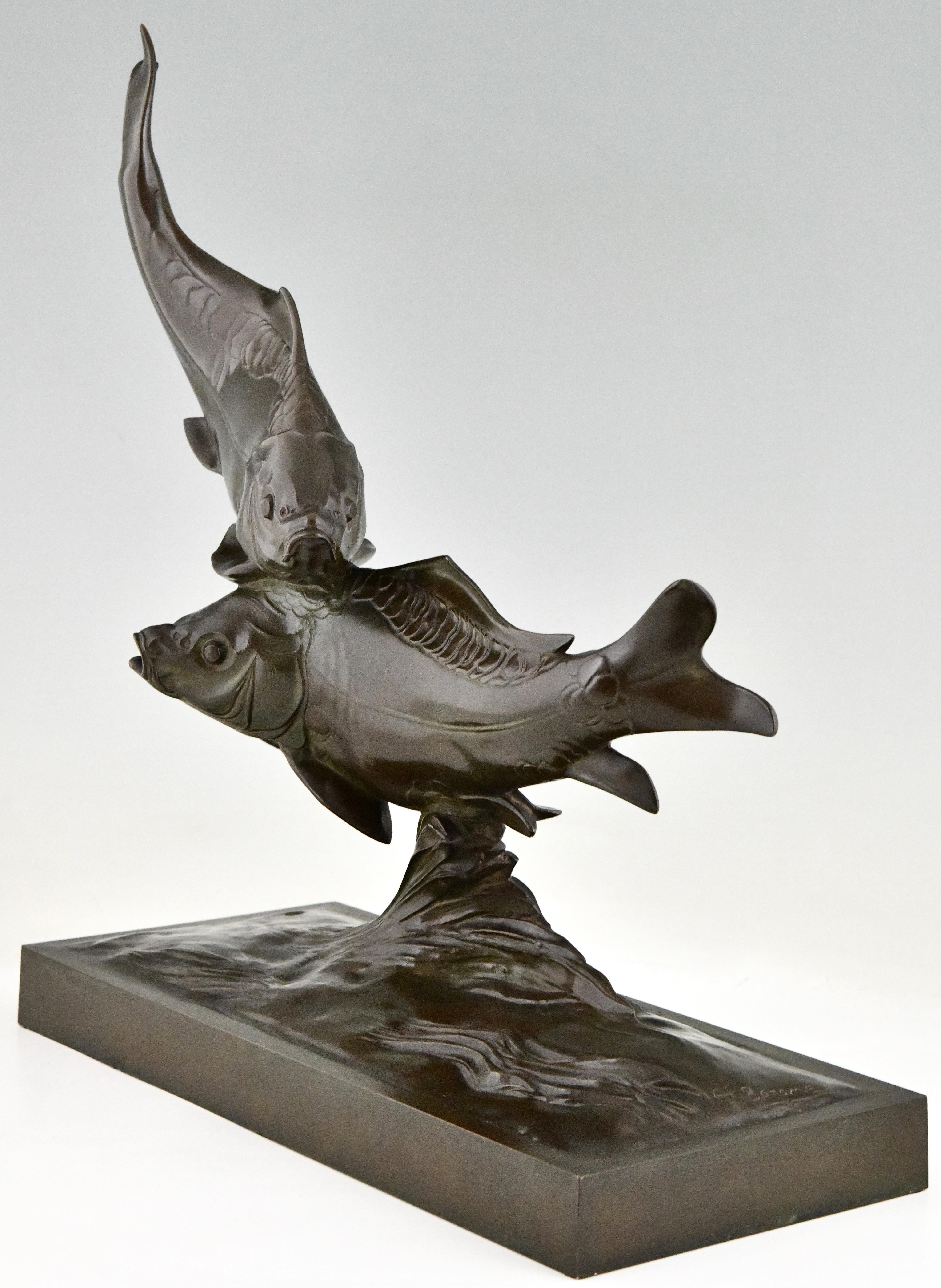 Art-Déco-Bronze-Skulptur zweier Teppichfischs aus Teppich von Santiago Bonome, Spanien, 1930 3