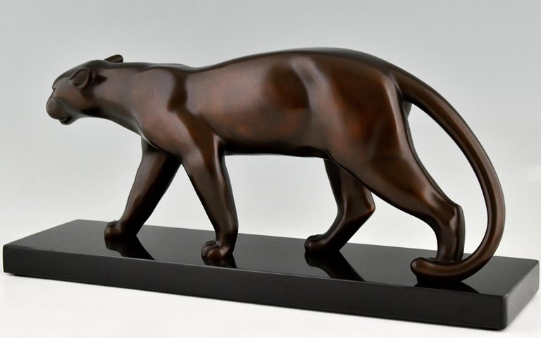 Art Deco Bronze Sculpture of Walking Panther by Bracquemond, France, 1930 6