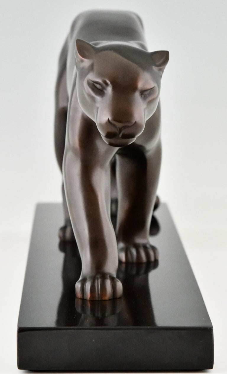 Art Deco Bronze Sculpture of Walking Panther by Bracquemond, France, 1930 In Good Condition In Antwerp, BE