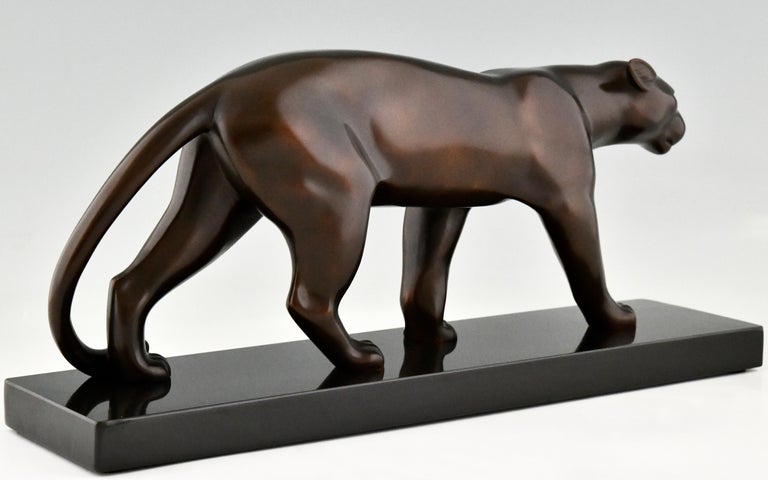 Art Deco Bronze Sculpture of Walking Panther by Bracquemond, France, 1930 1