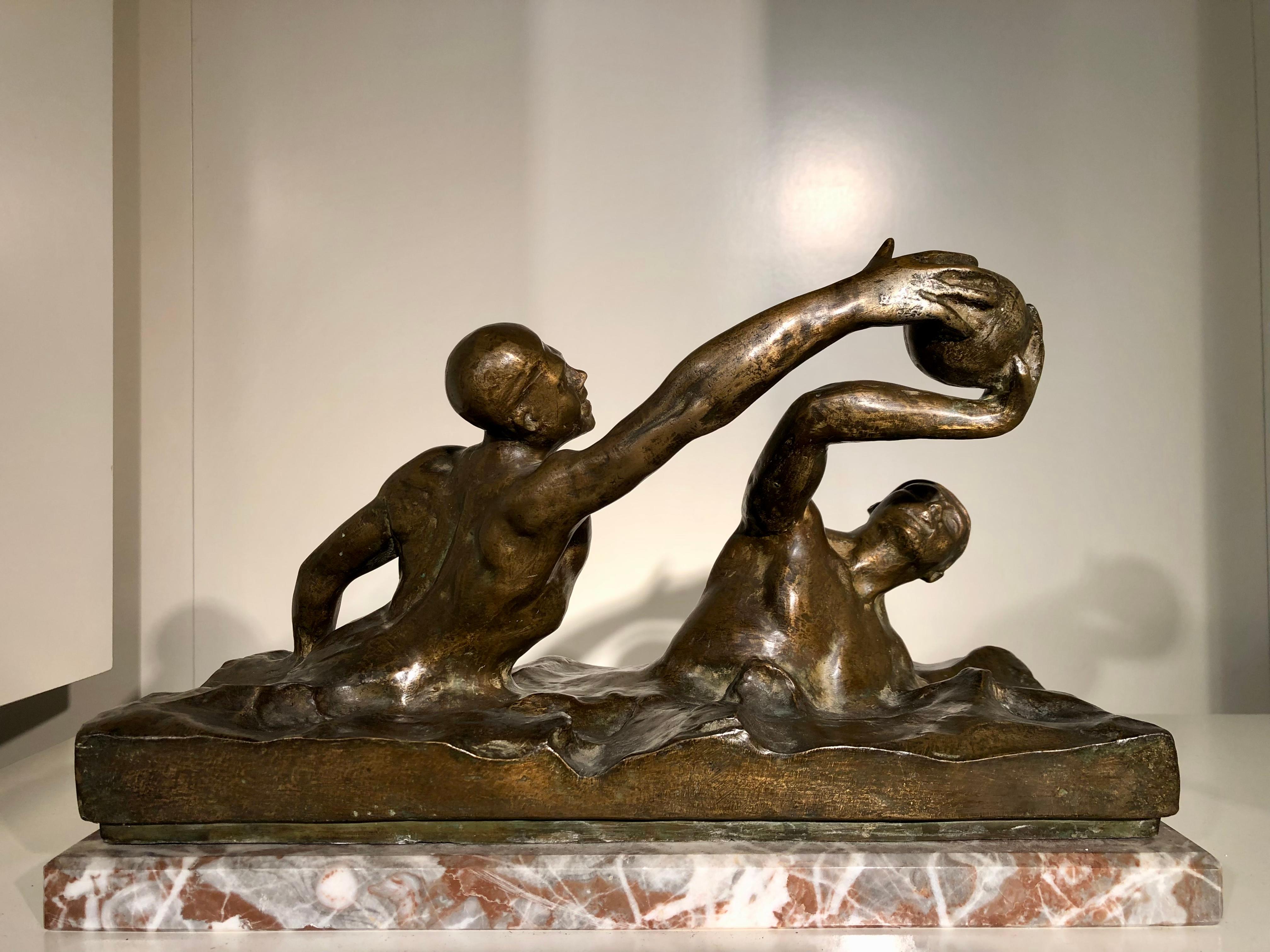Art Deco Bronze Sculpture of Water Polo Players by Goosssens 3