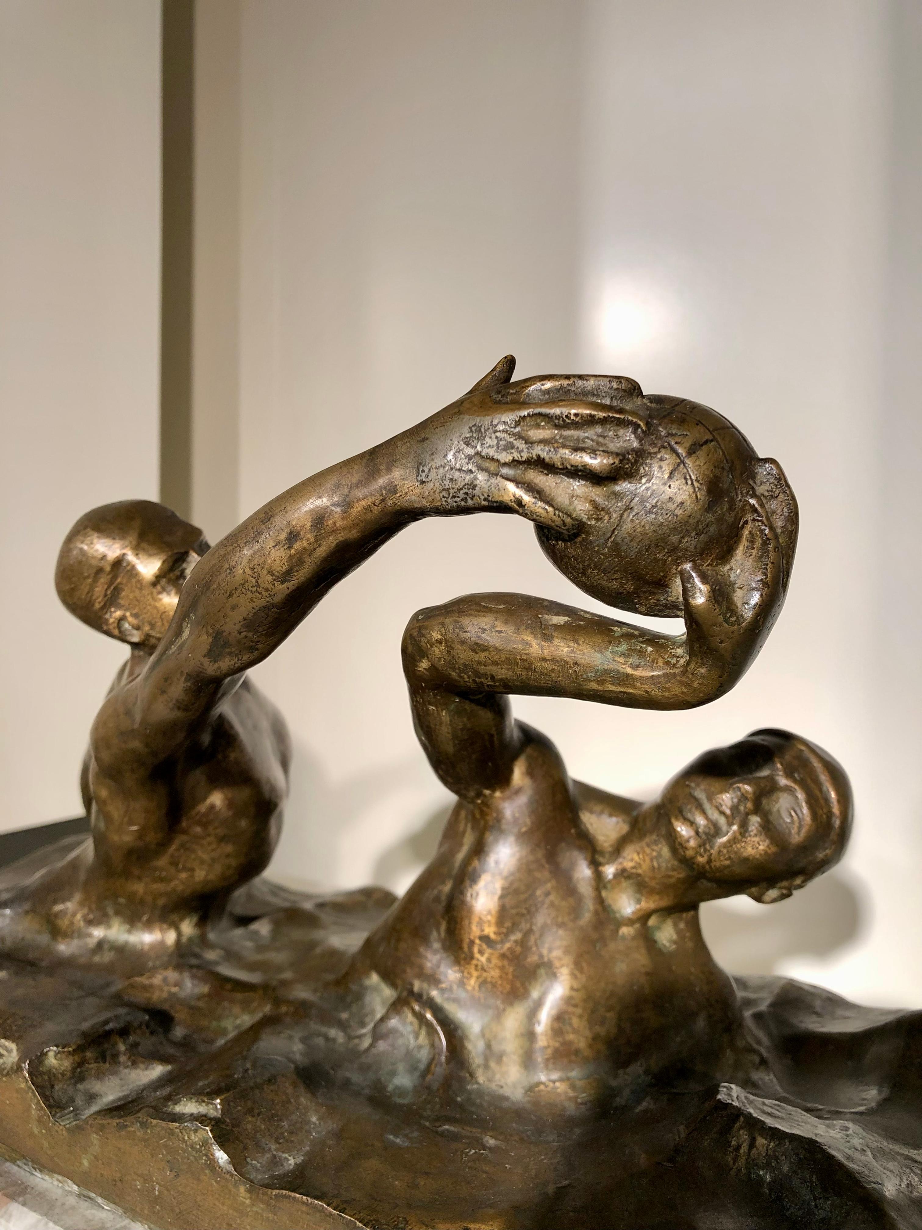 Art Deco Bronze Sculpture of Water Polo Players by Goosssens 7