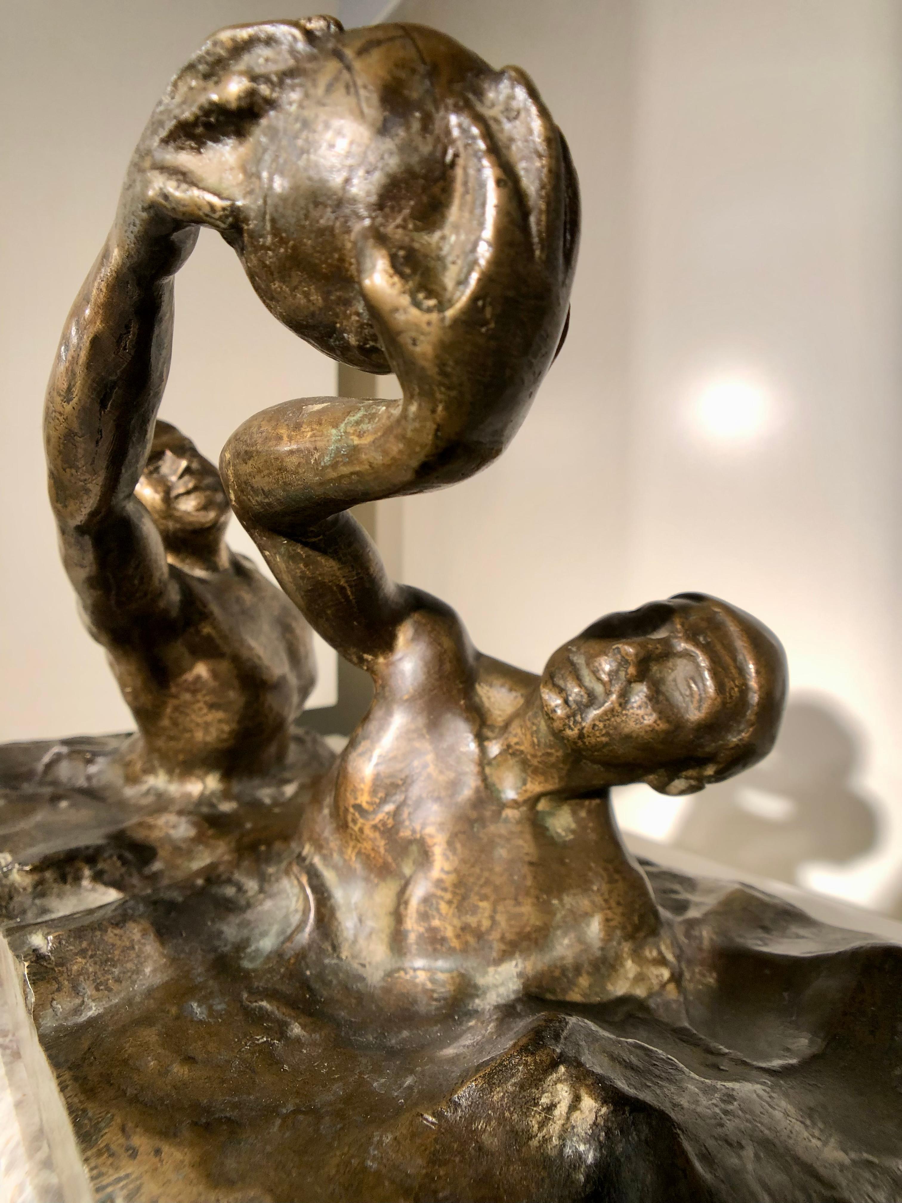 Art Deco Bronze Sculpture of Water Polo Players by Goosssens 9