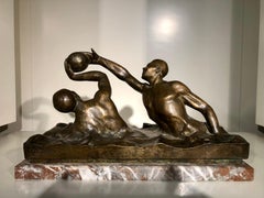 Art Deco Bronze Sculpture of Water Polo Players by Goosssens