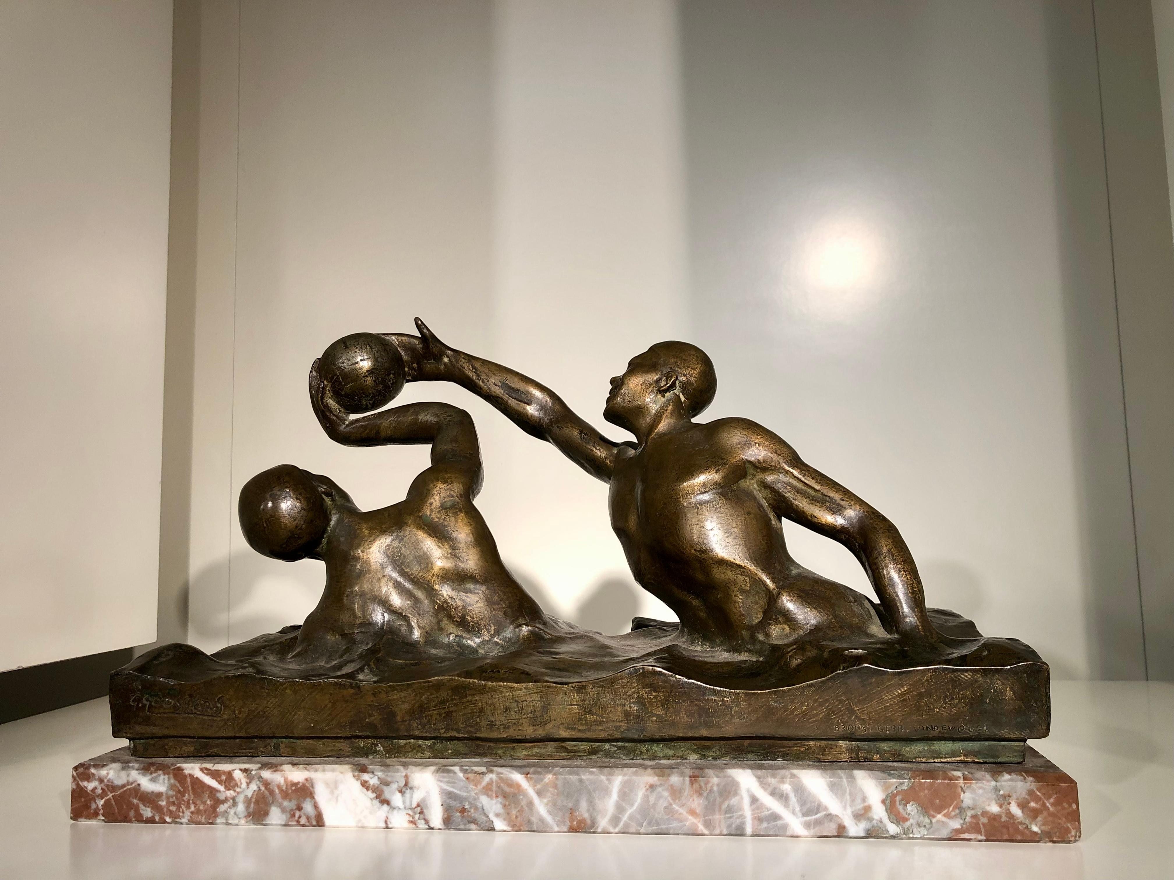 Belgian Art Deco Bronze Sculpture of Water Polo Players by Goosssens