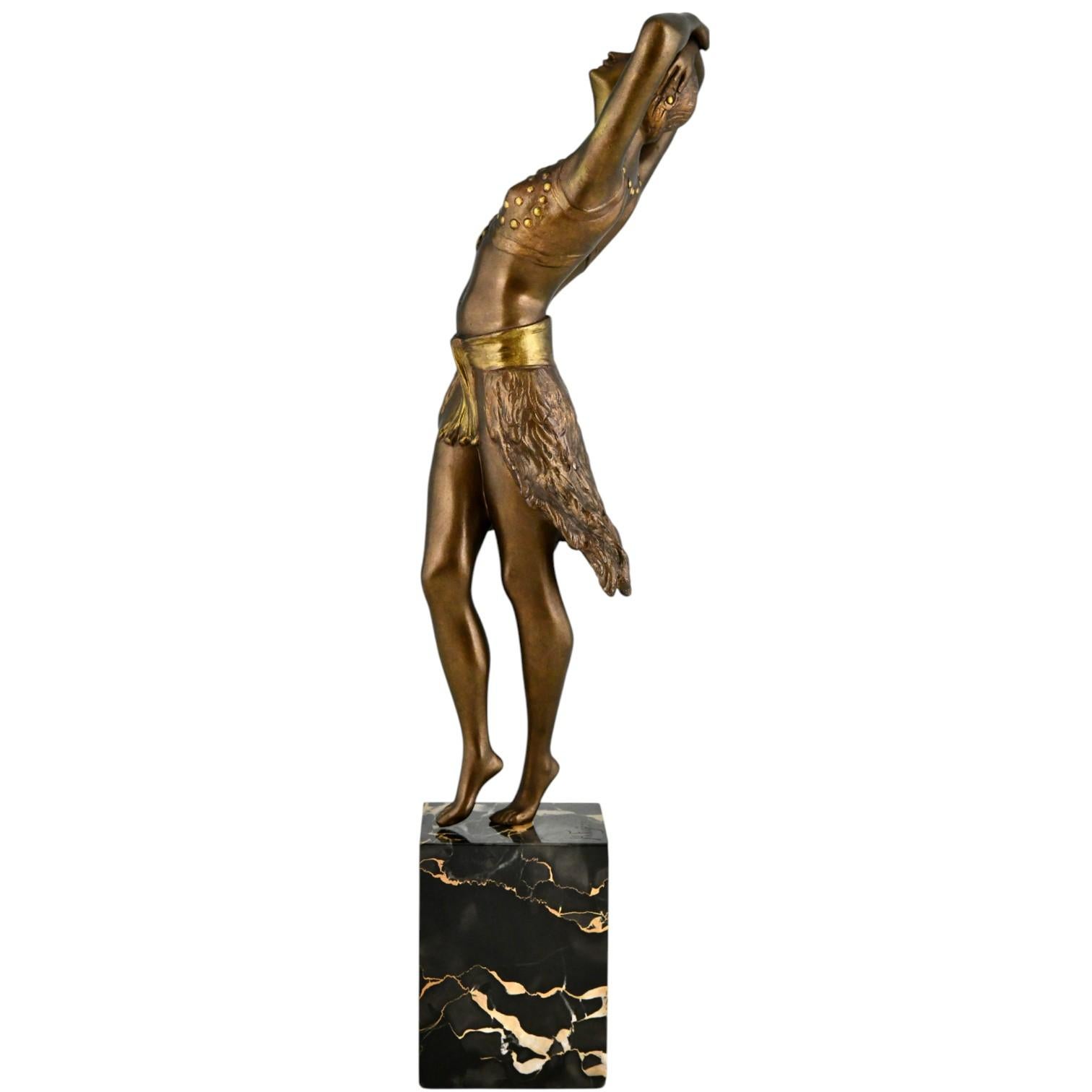 French Art Deco Bronze Sculpture Oriental Dancer by Henry Fugère France 1925 For Sale