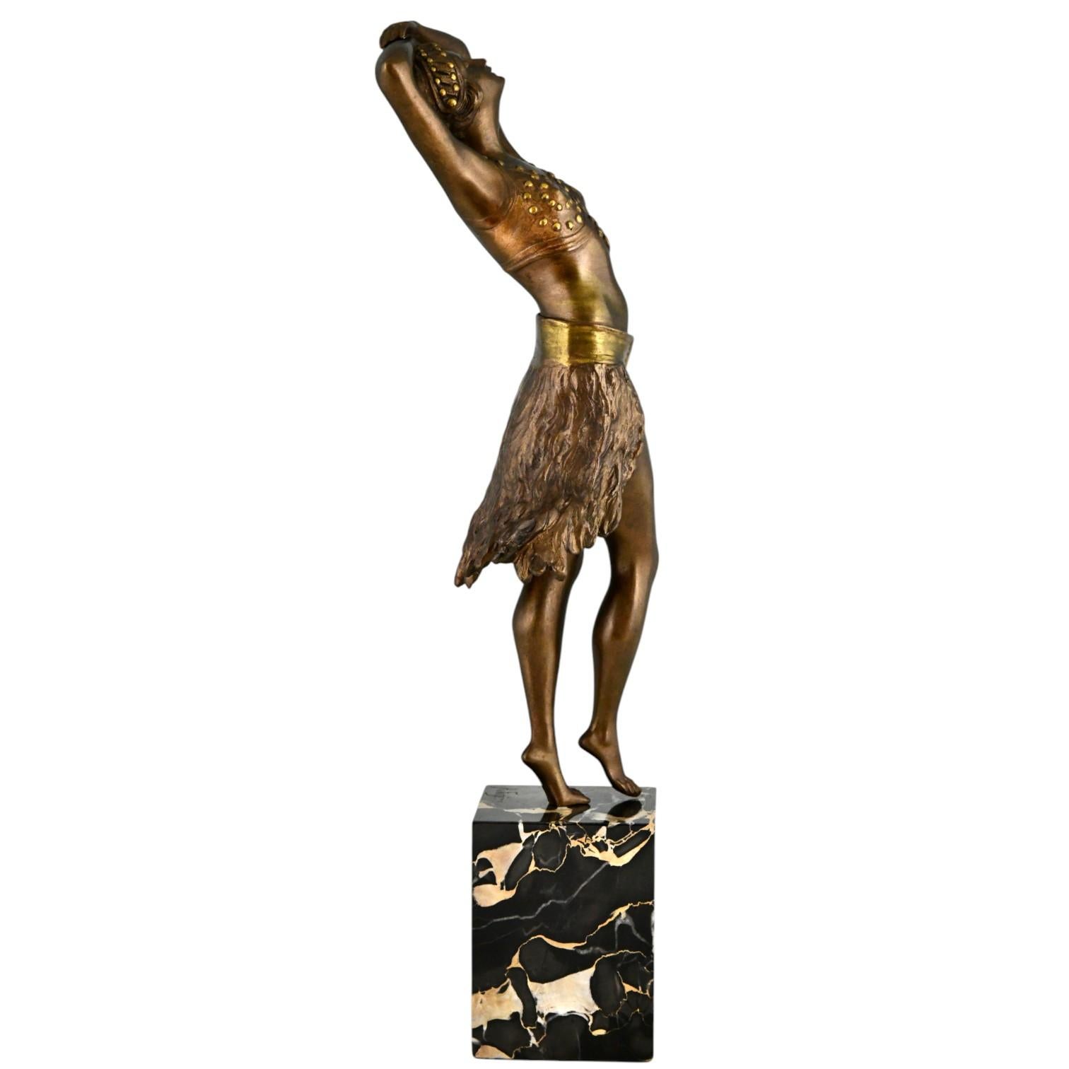Art Deco Bronze Sculpture Oriental Dancer by Henry Fugère France 1925 In Good Condition For Sale In Antwerp, BE