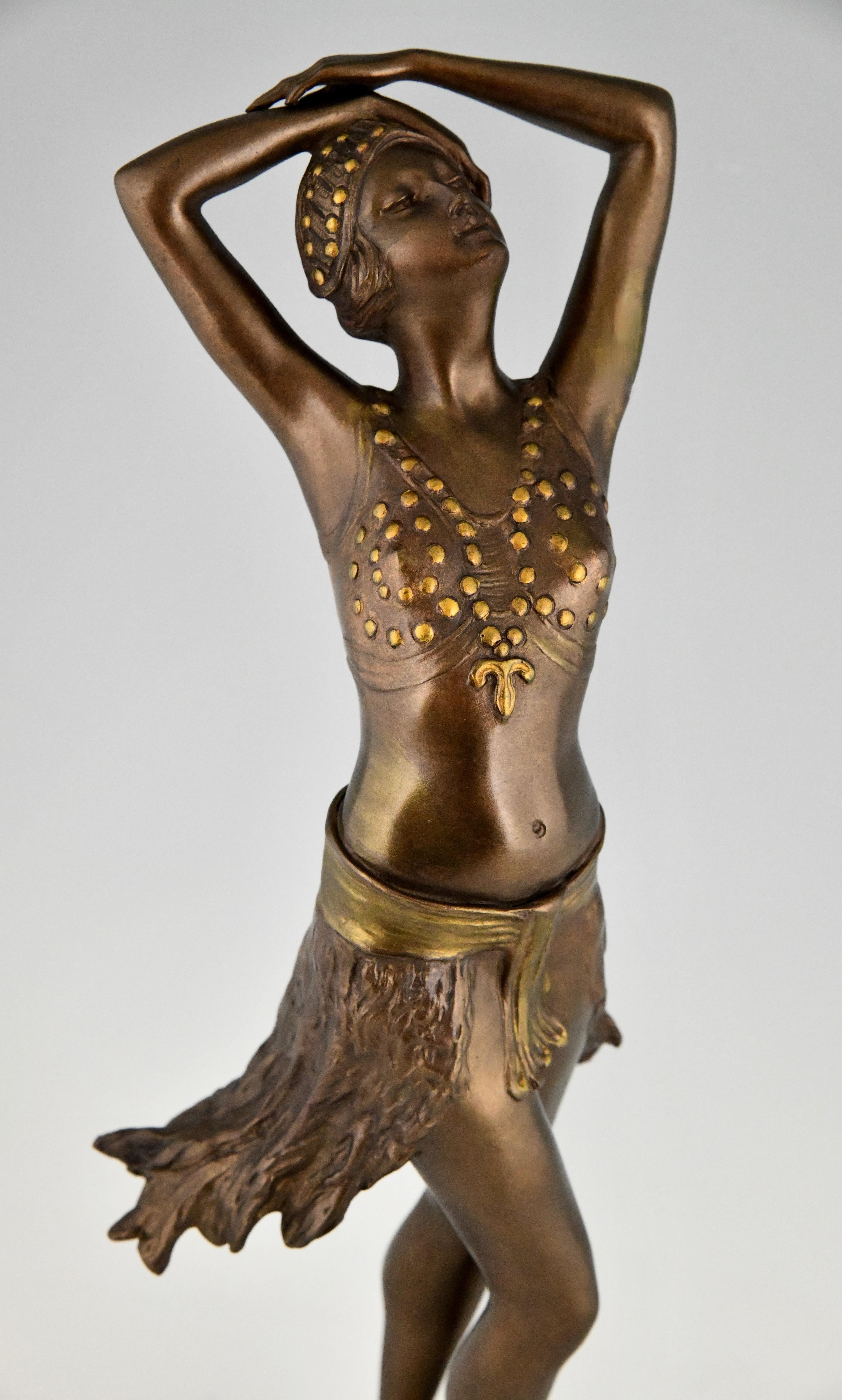 Art Deco Bronze Sculpture Oriental Dancer by Henry Fugère France 1925 For Sale 1