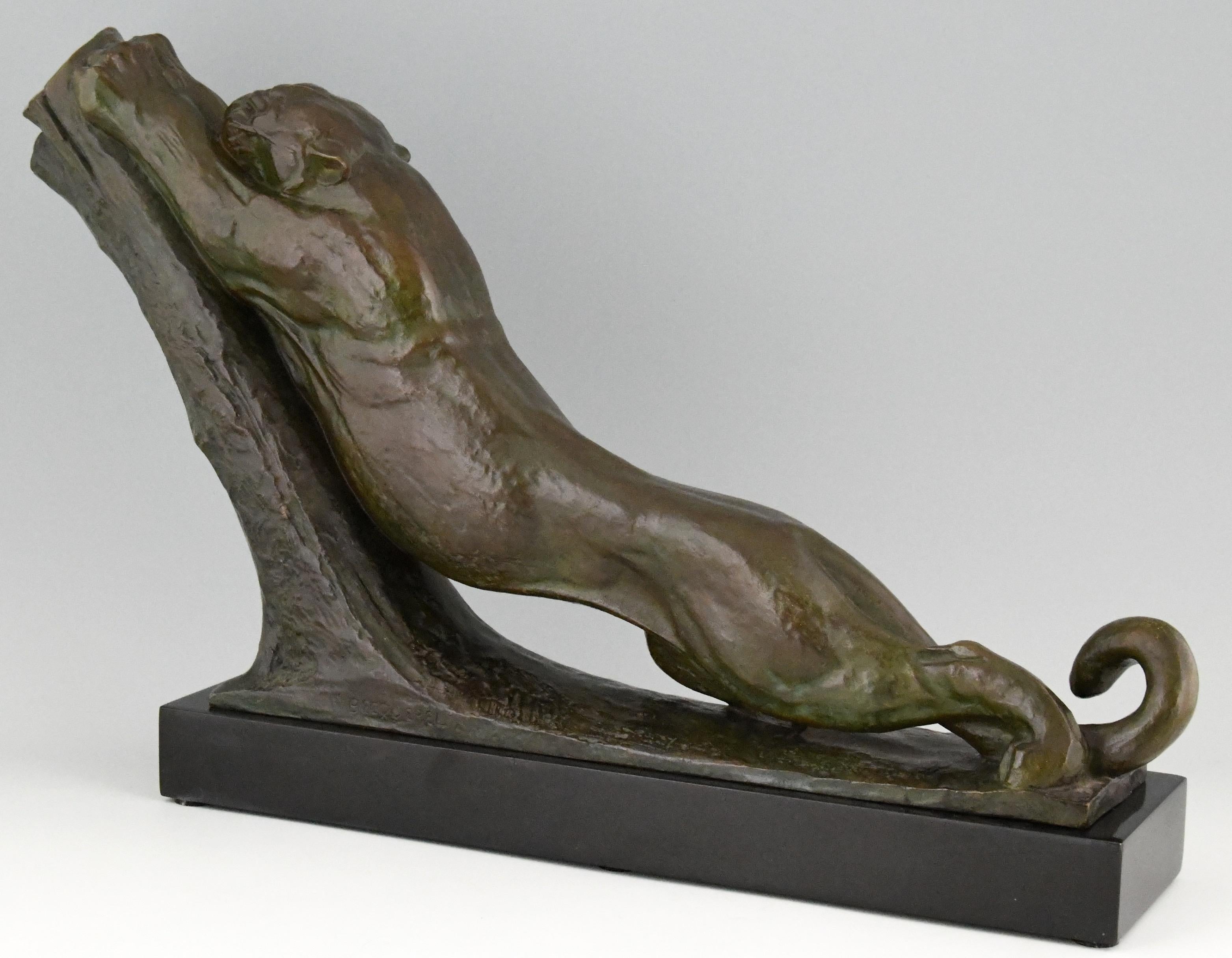 Art Deco bronze sculpture panther André Vincent Becquerel with foundry mark 1925 2