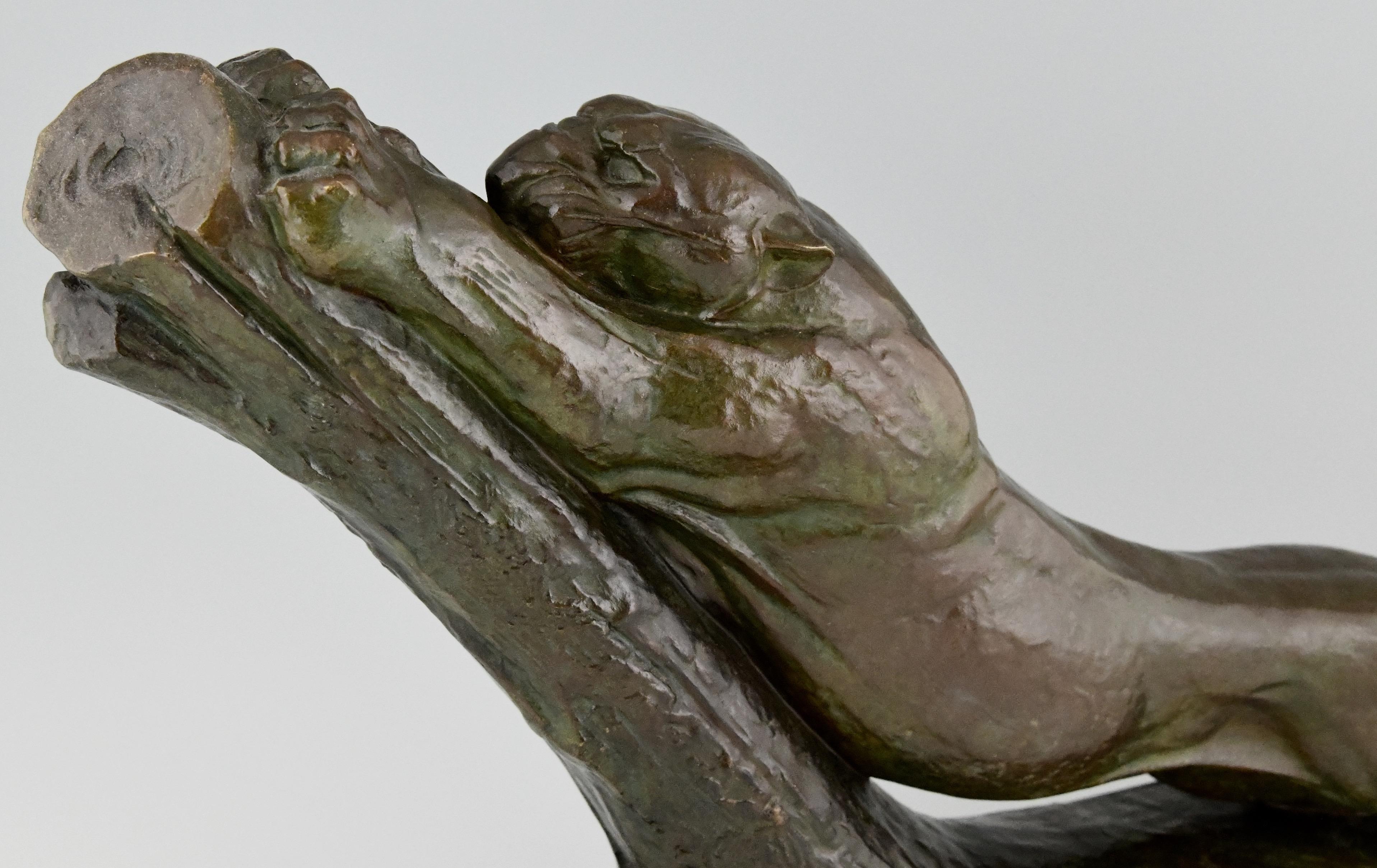 Art Deco bronze sculpture panther André Vincent Becquerel with foundry mark 1925 3