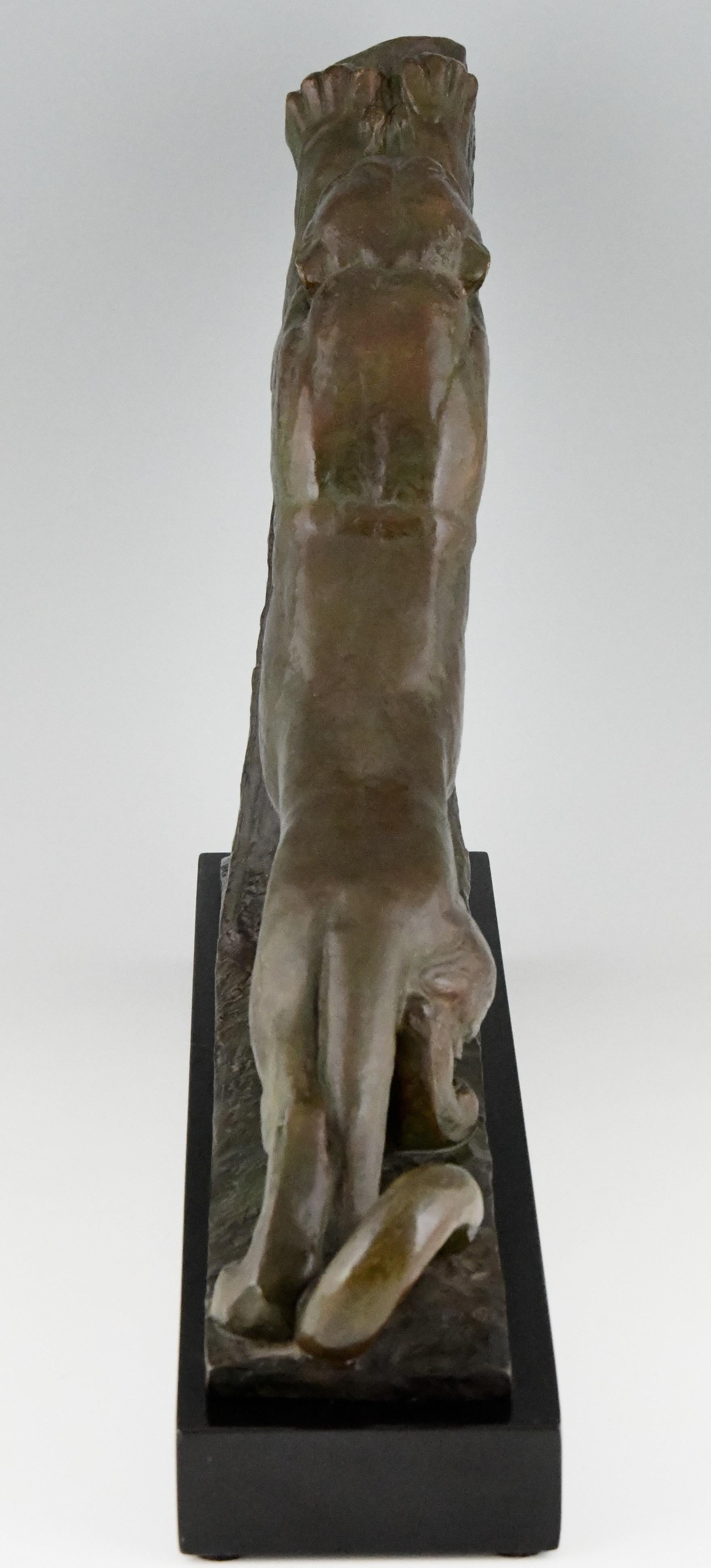 Art Deco bronze sculpture panther André Vincent Becquerel with foundry mark 1925 1