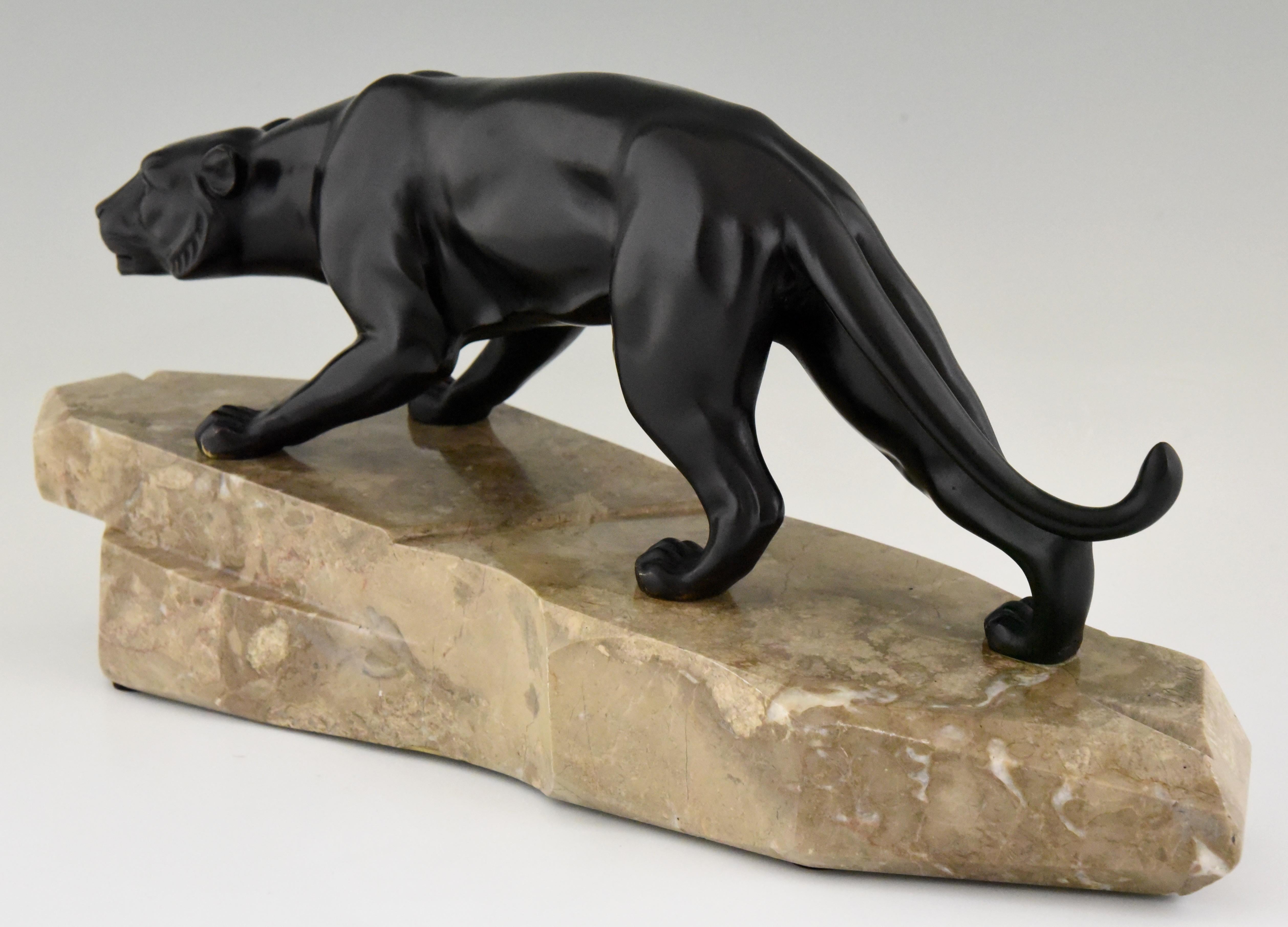 Art Deco Bronze Sculpture Panther by J. Brault, France, 1930 2