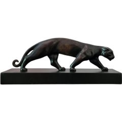 Art Deco Bronze Sculpture Panther by Luc / Lucien Alliot