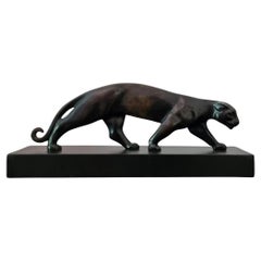 Art Deco Bronze Sculpture Panther by Luc / Lucien Alliot