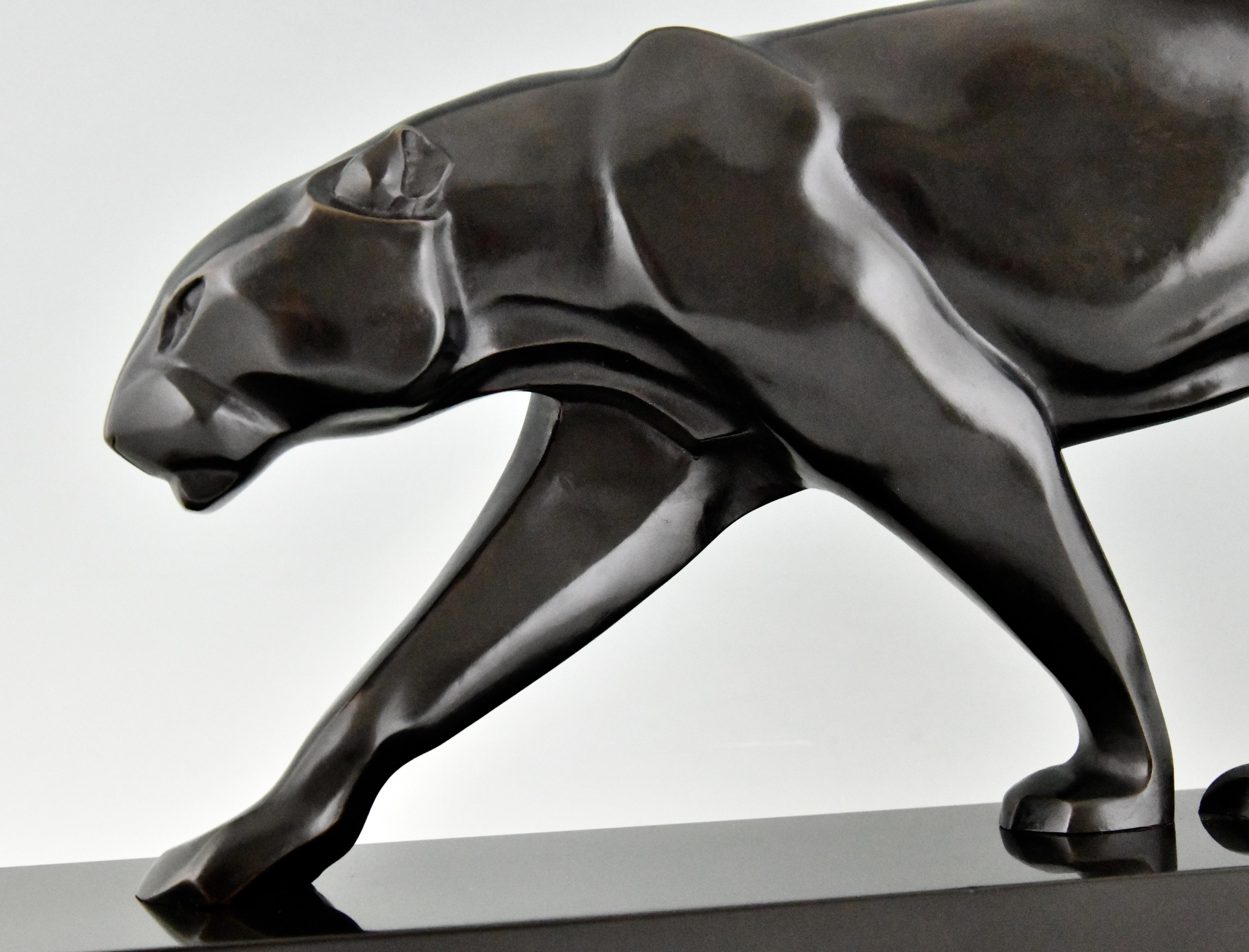 Art Deco Bronzeskulptur Panther von Maurice Prost, Gießerei Susse Frères 1930 im Angebot 5