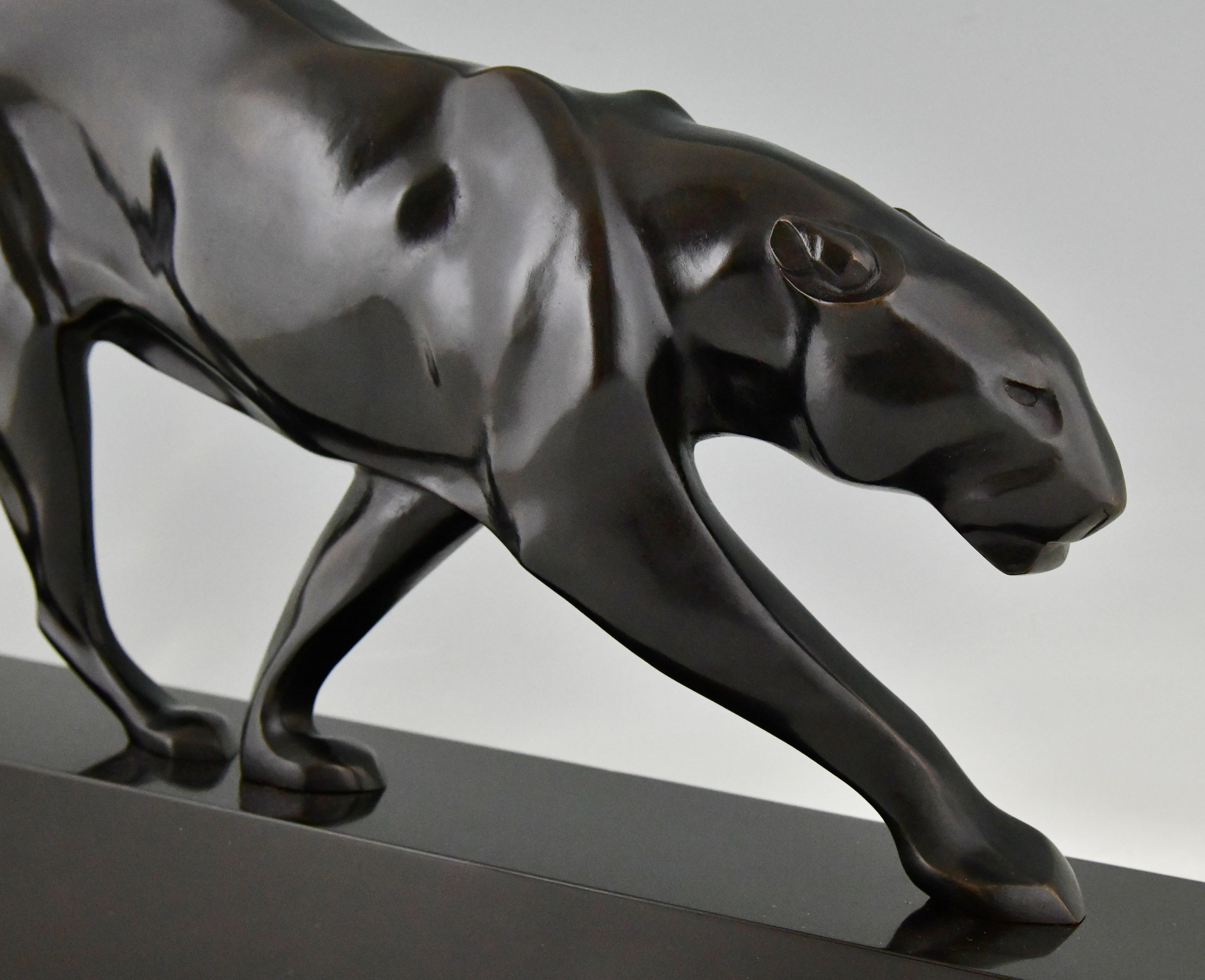 Art Deco Bronze Sculpture Panther by Maurice Prost, Susse Frères Foundry, 1930 For Sale 6