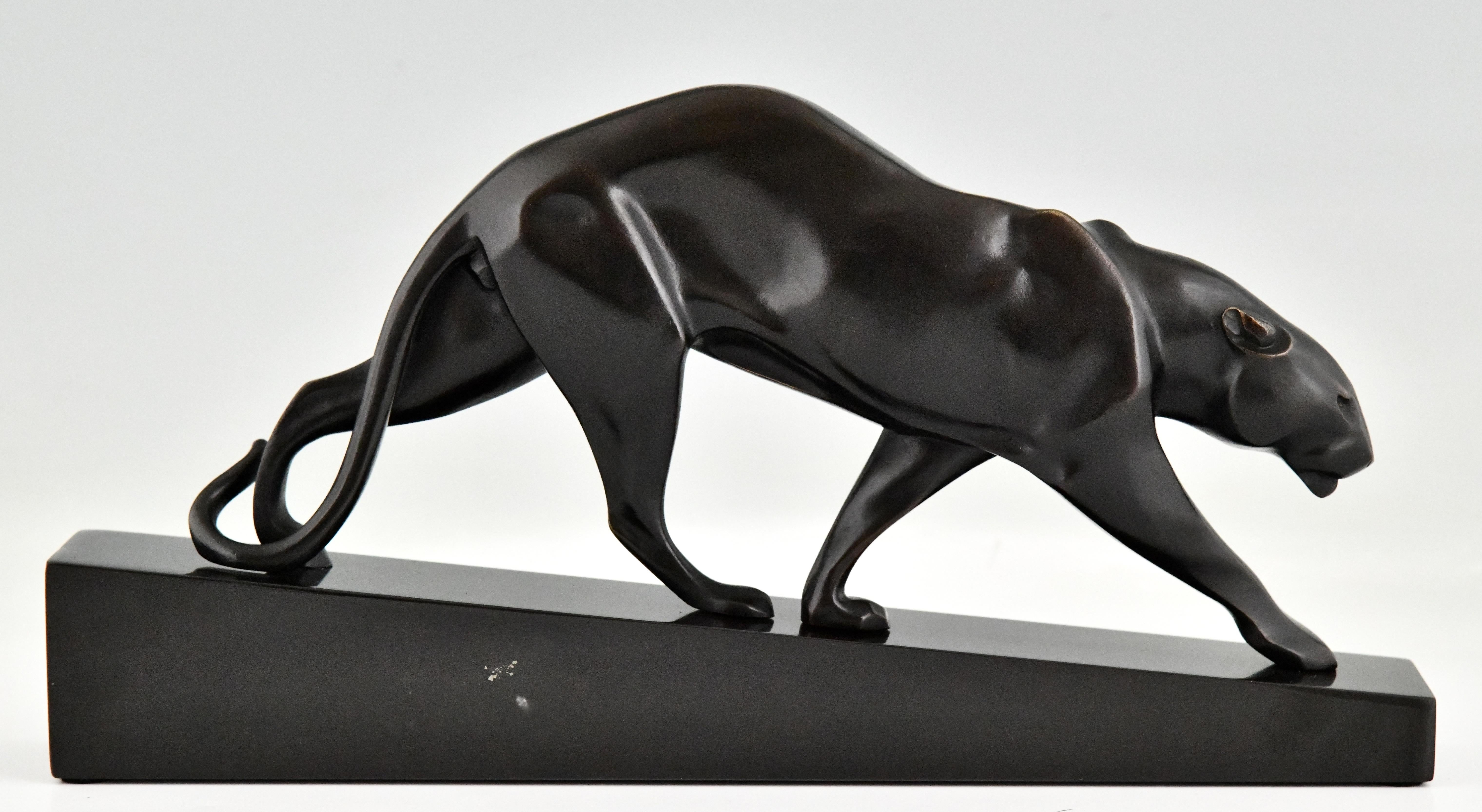 Escultura Art Déco Pantera de bronce de Maurice Prost, Fundición Susse Frères, 1930 en Bueno Estado en Antwerp, BE