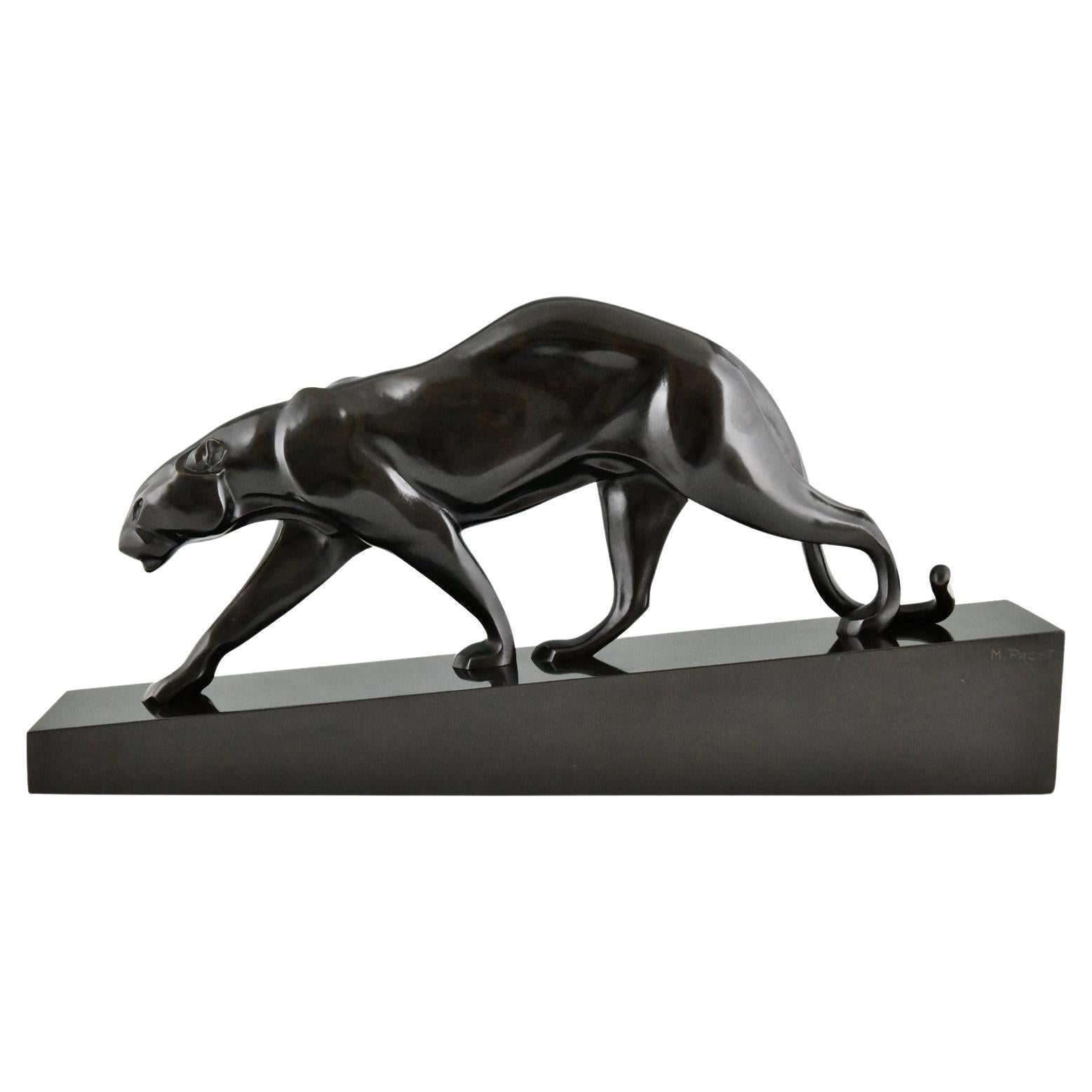 Art Deco Bronze Sculpture Panther by Maurice Prost, Susse Frères Foundry, 1930