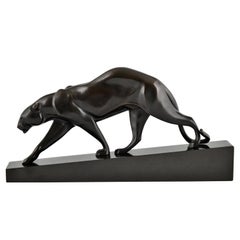 Vintage Art Deco Bronze Sculpture Panther by Maurice Prost, Susse Frères Foundry, 1930
