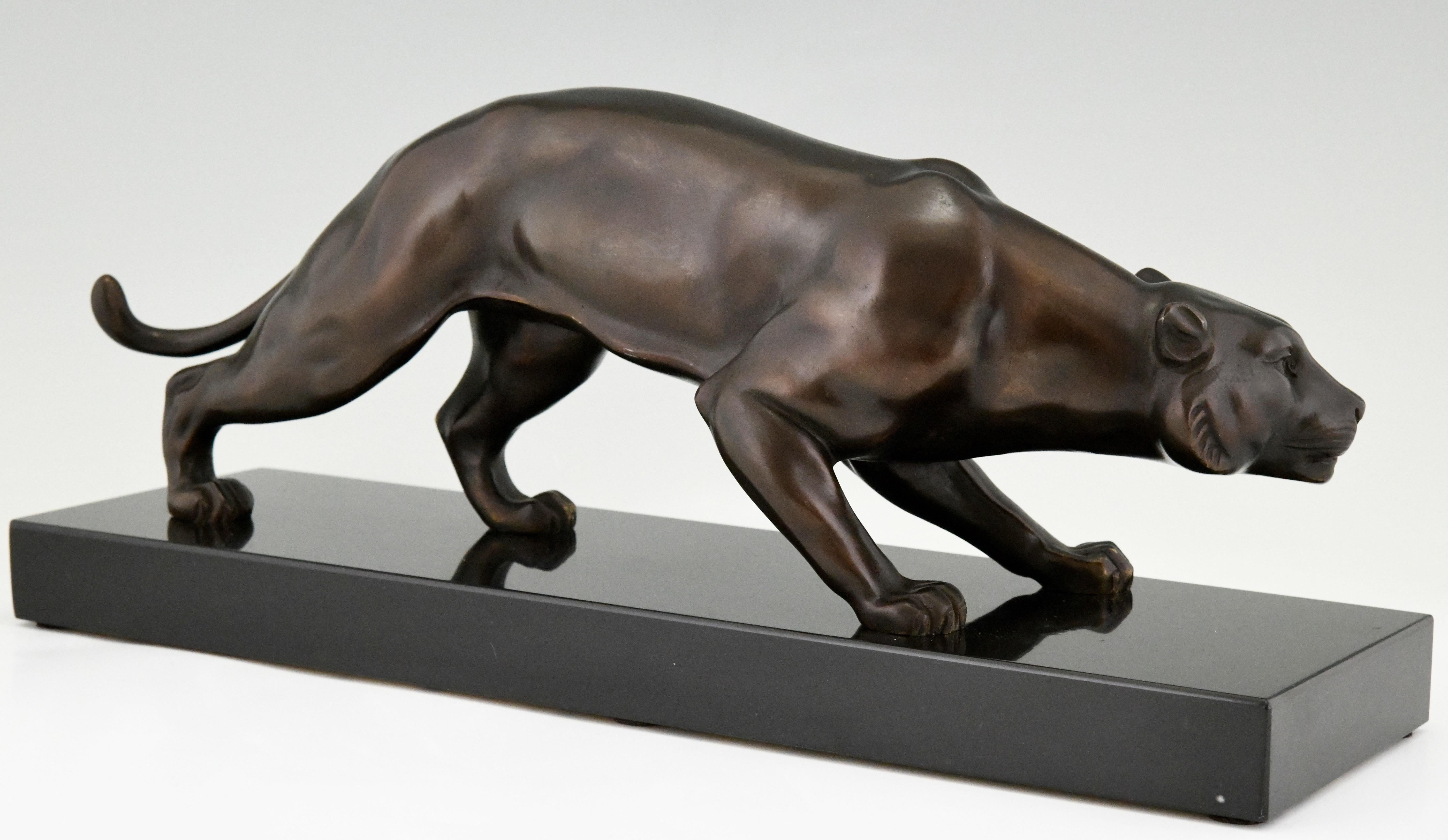 Art Deco Bronze Sculpture Panther J. Brault, France, 1930 In Good Condition In Antwerp, BE