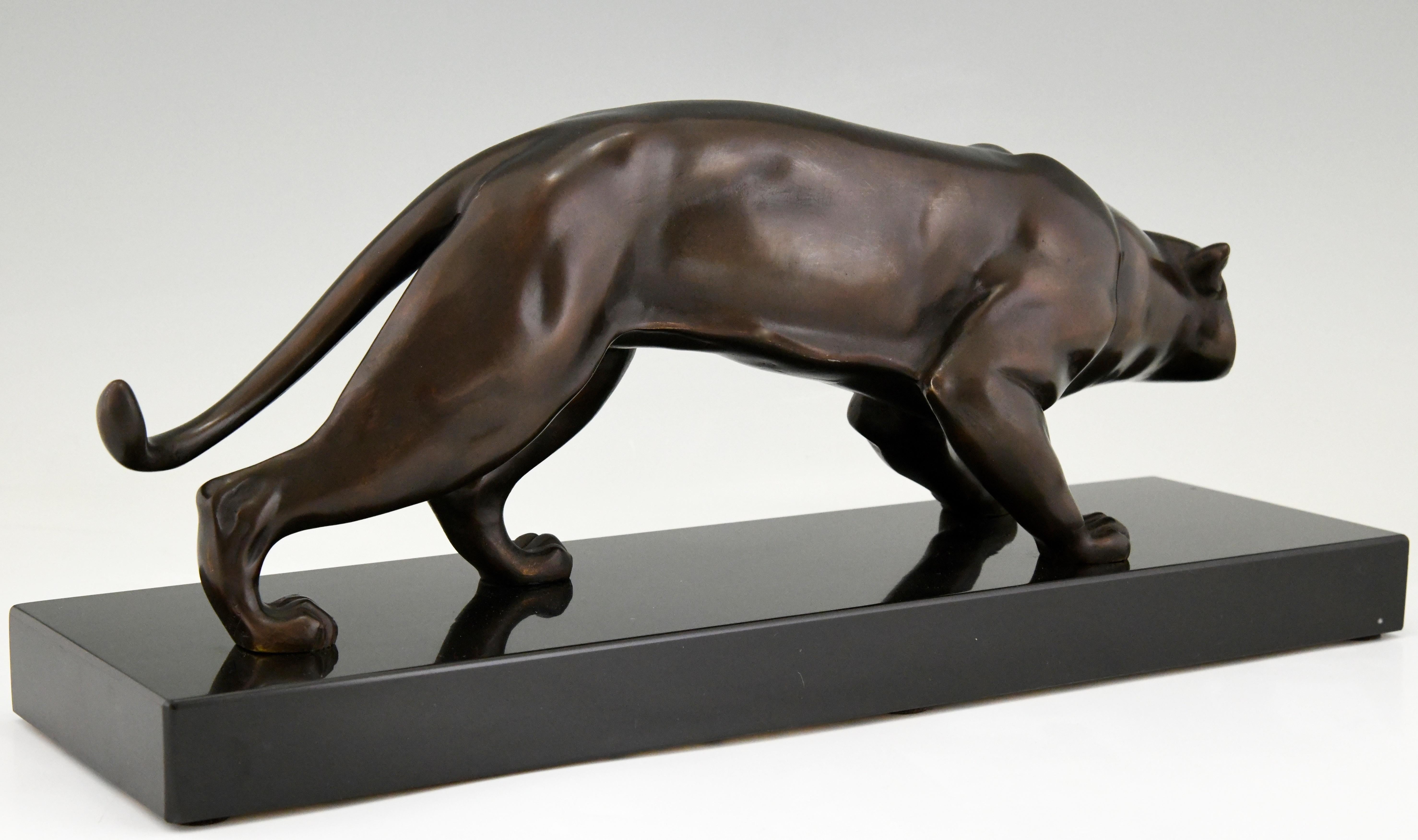 Art Deco Bronze Sculpture Panther J. Brault, France, 1930 1