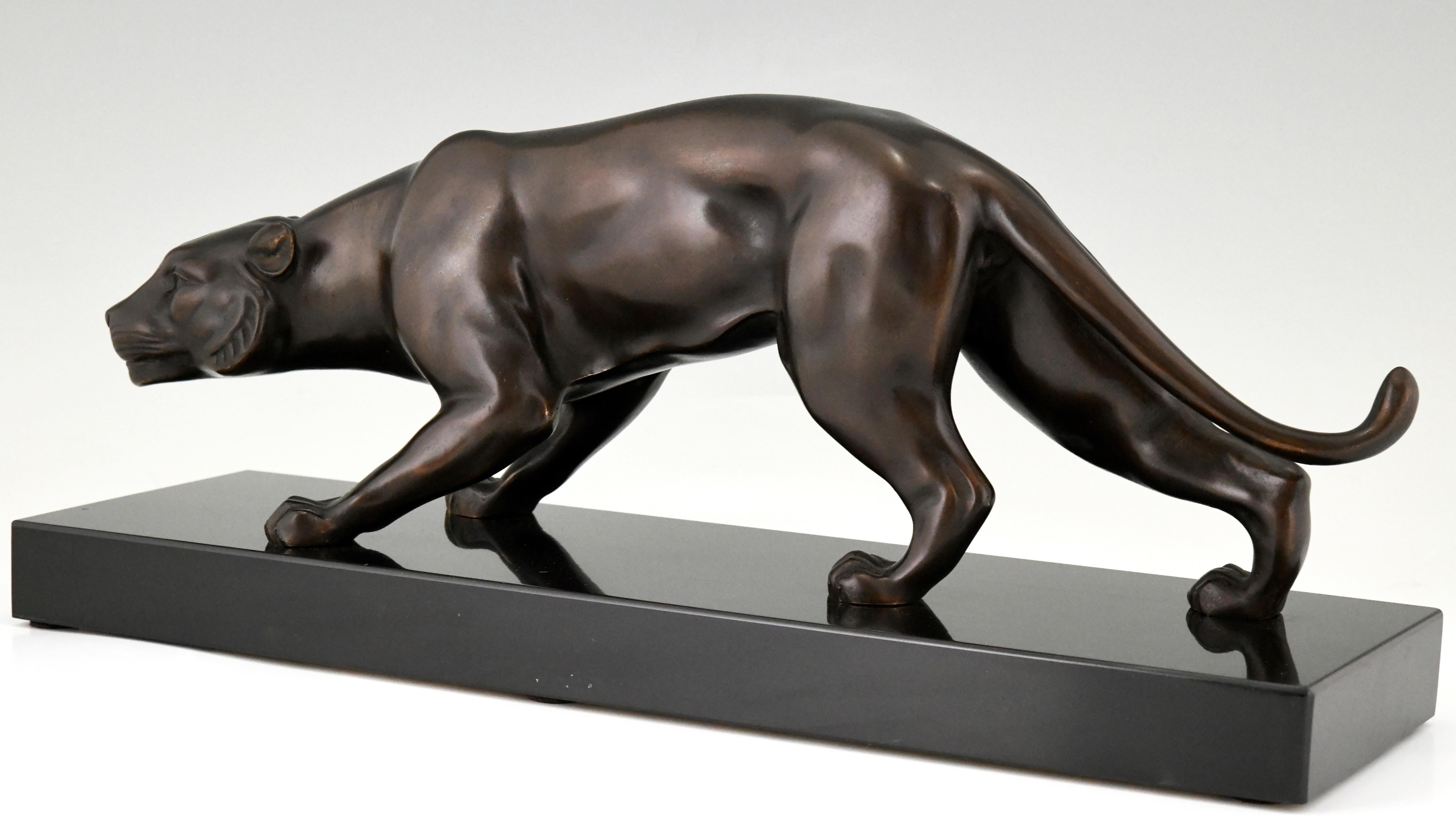 Art Deco Bronze Sculpture Panther J. Brault, France, 1930 3