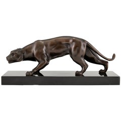 Sculpture de panthère J. Brault en bronze Art déco, France, 1930