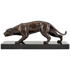 Art Deco Bronze Sculpture Panther J. Brault, France, 1930