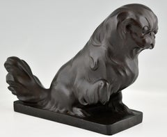 Art Deco Bronze Sculpture Pekingese Dog by G.H. Laurent Numbered 1935