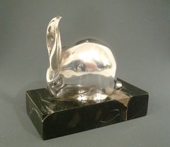 Art Deco Bronze Sculpture Rabbit by Eduard Marcel Sandoz, Susse Freres, 1920