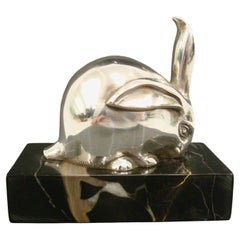 Art Deco Bronze Sculpture Rabbit by Eduard Marcel Sandoz, Susse Freres, 1920