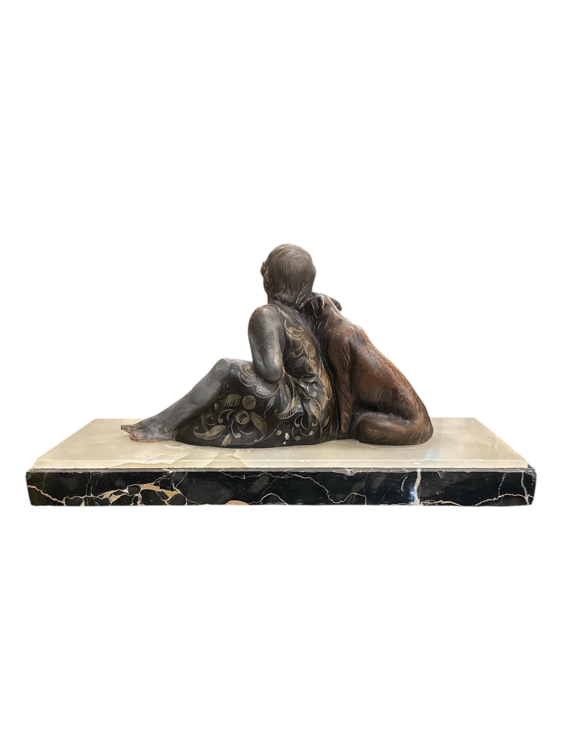 Espagnol Sculpture en bronze Art déco signée par L. Bruns en vente