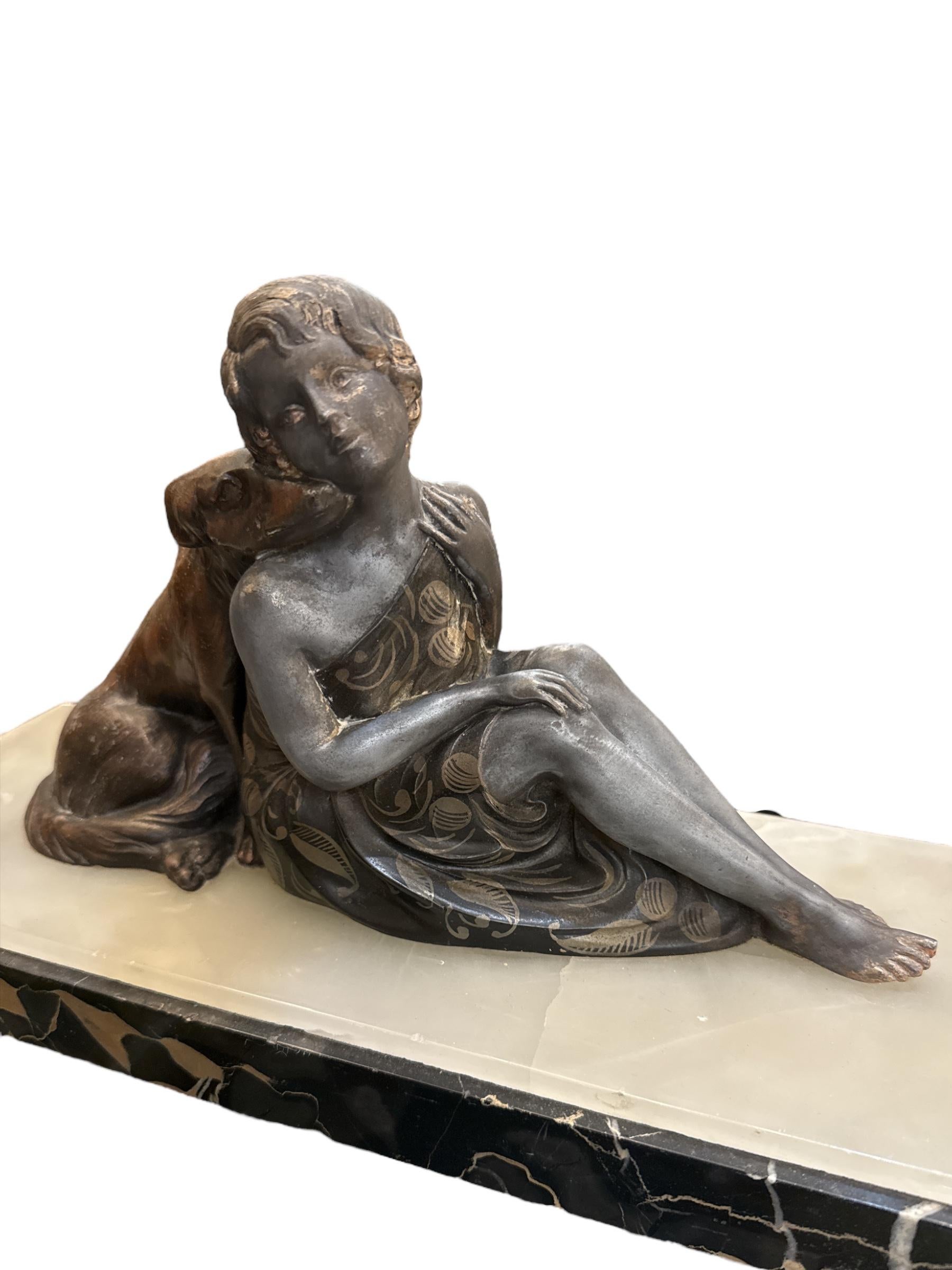 Sculpture en bronze Art déco signée par L. Bruns Bon état - En vente à Pasadena, CA