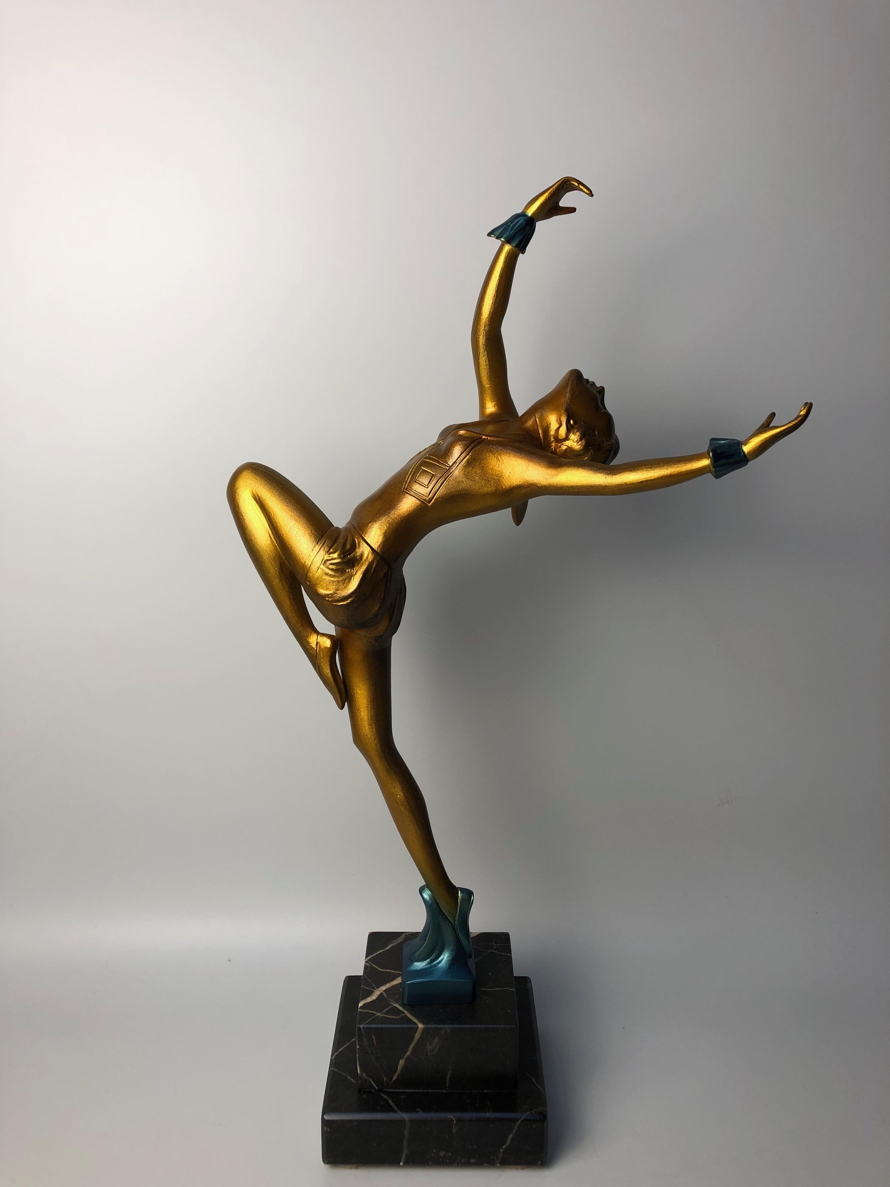Art Deco Bronze Sculpture Signed Dakon (Stefan)) For Sale 6