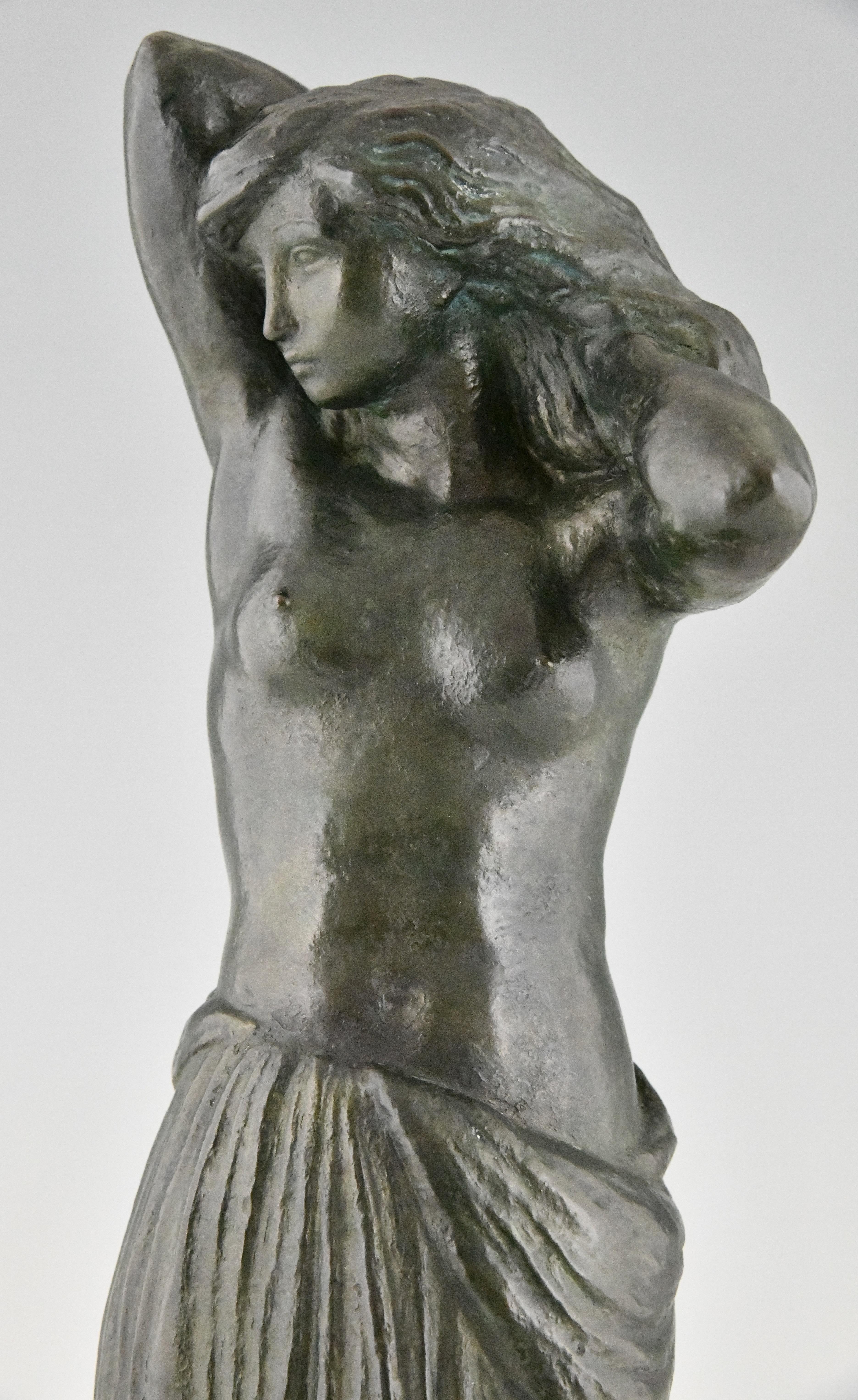 Art Deco Bronze Sculpture Standing Nude with Drape Georges Gori & Susse Frères 1