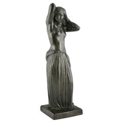 Art Deco Bronze Sculpture Standing Nude with Drape Georges Gori & Susse Frères
