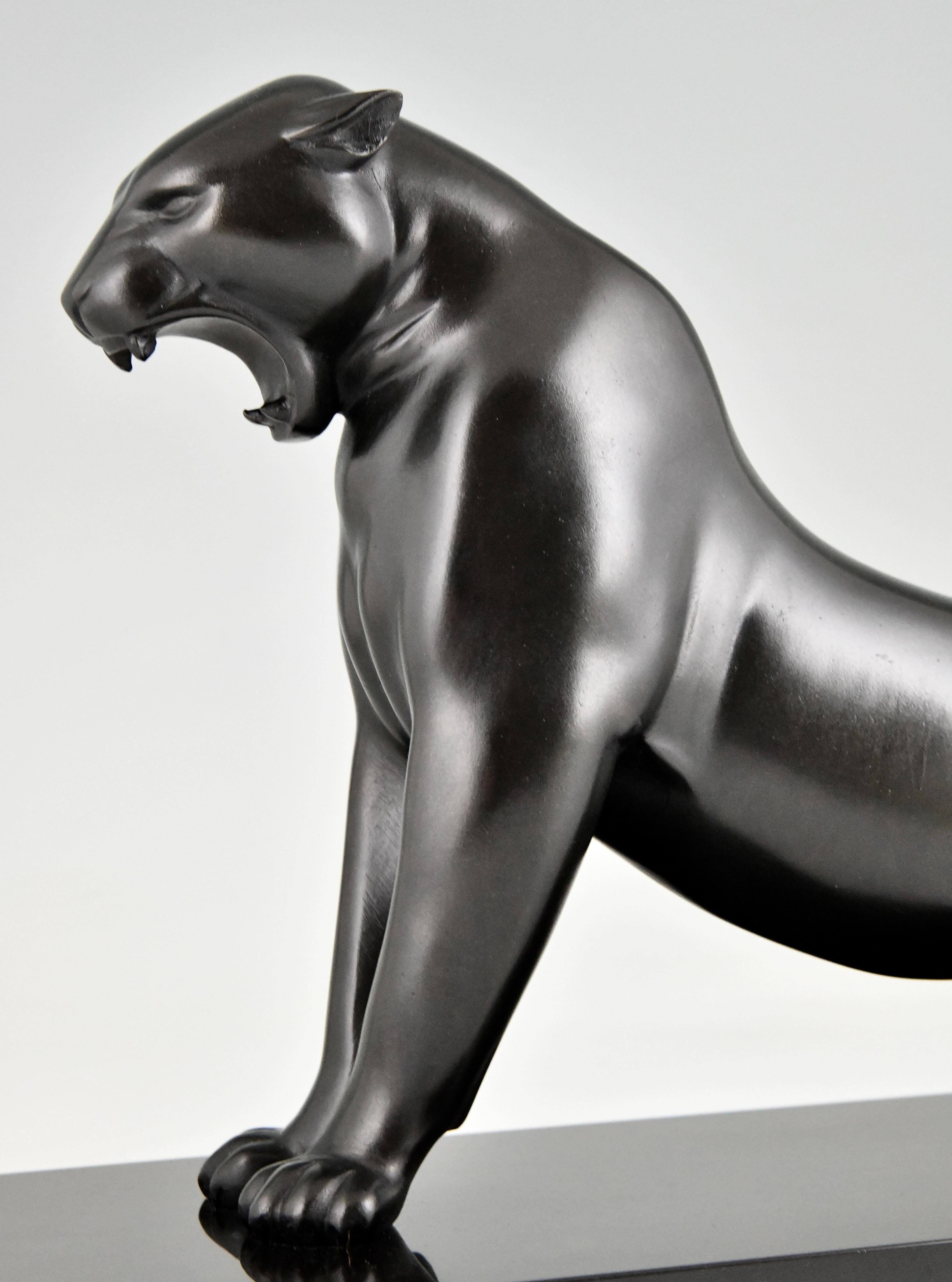 Art Deco Bronze Sculpture Stretching Panther by Emile Louis Bracquemond 1925 5