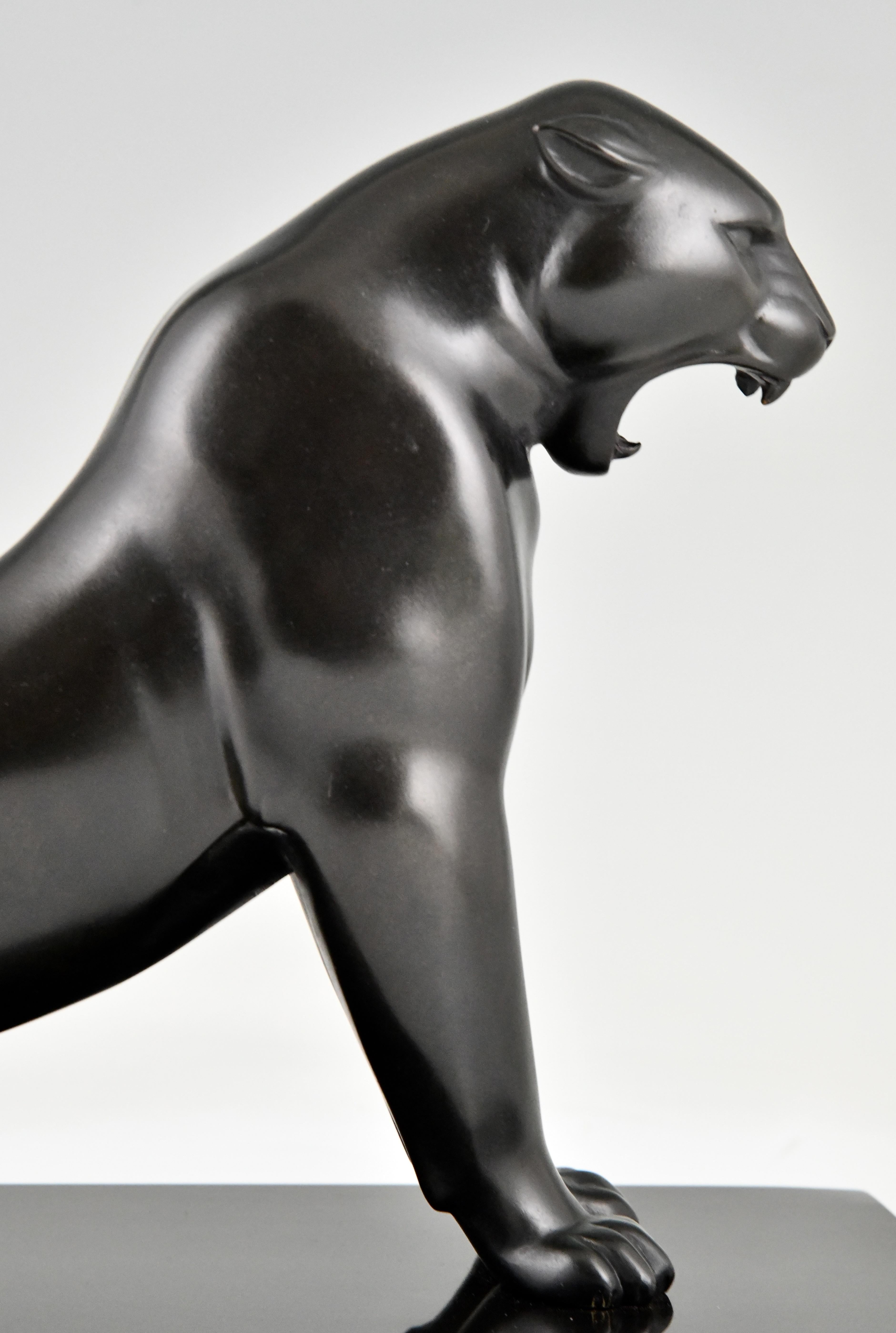 Art Deco Bronze Sculpture Stretching Panther by Emile Louis Bracquemond 1925 6