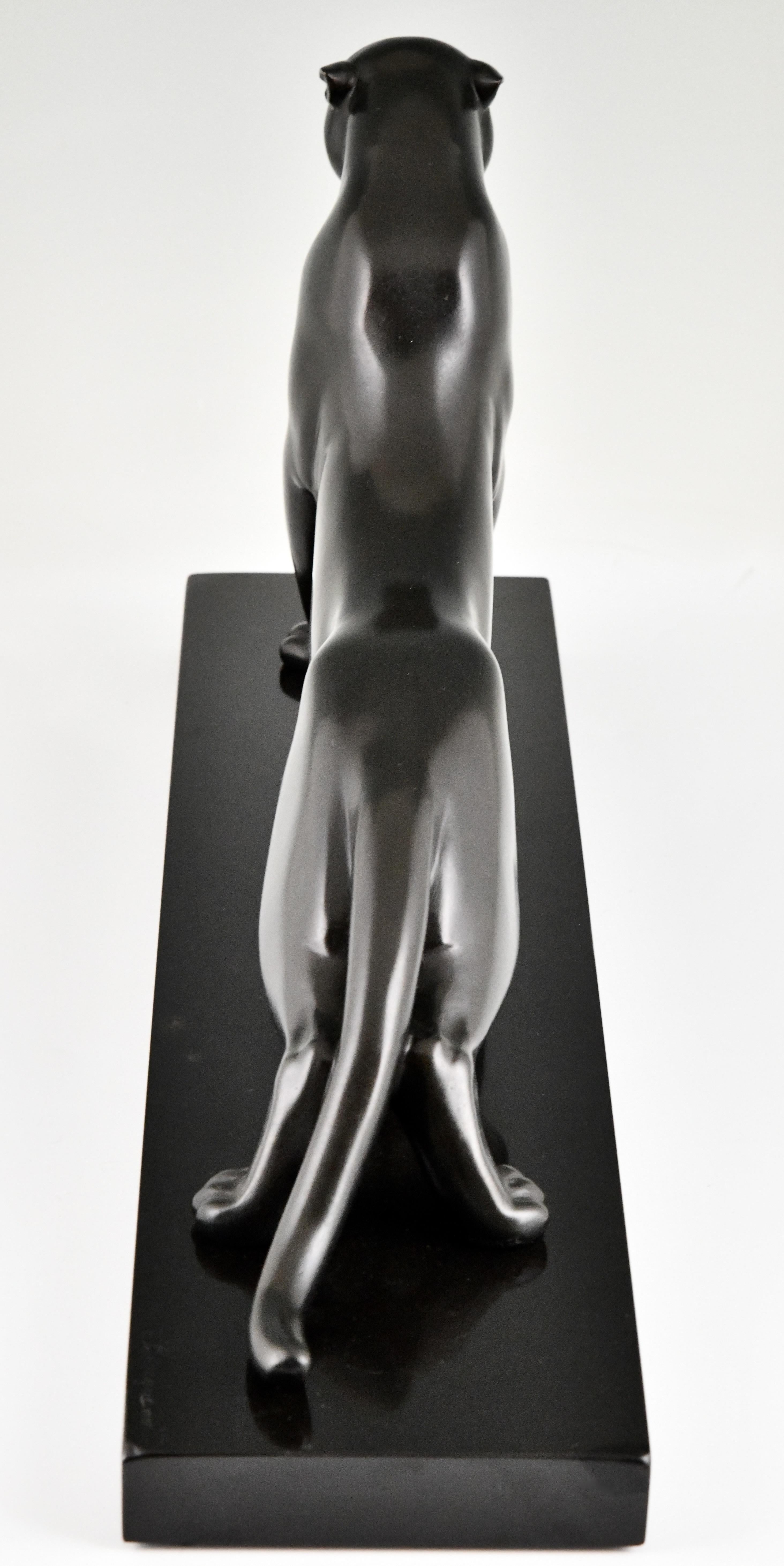 Art Deco Bronze Sculpture Stretching Panther by Emile Louis Bracquemond 1925 3