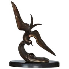 Art Deco Bronze Sculpture "Tern in Flight" by Irenee Rochard, circa 1935-1938
