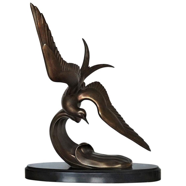 Art Deco Bronze Sculpture "Tern in Flight" by Irenee Rochard, circa  1935-1938 at 1stDibs