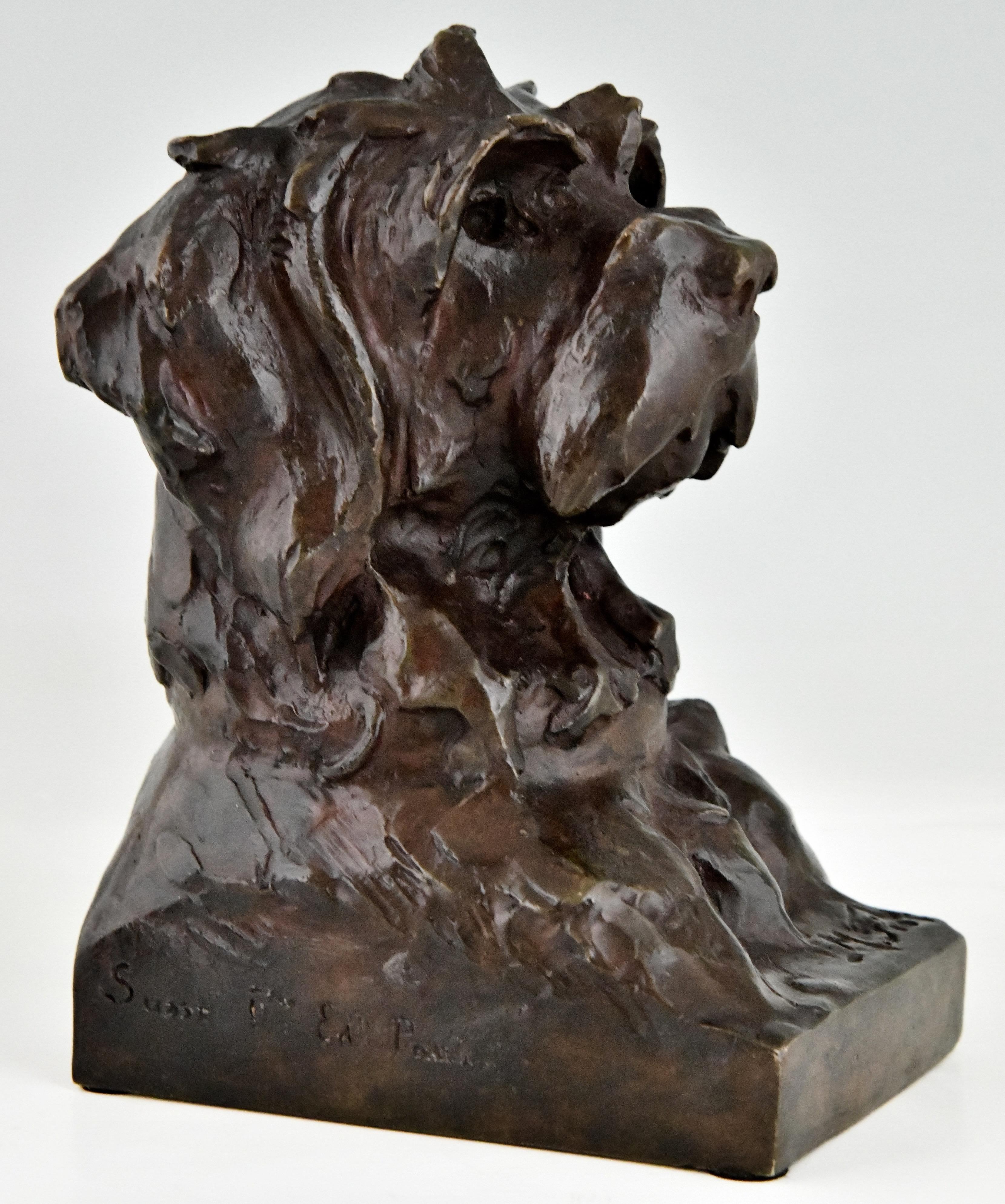 Early 20th Century Art Deco Bronze Sculpture Terrier Dog Bookends by L. Fiot, Susse Frères Foundry